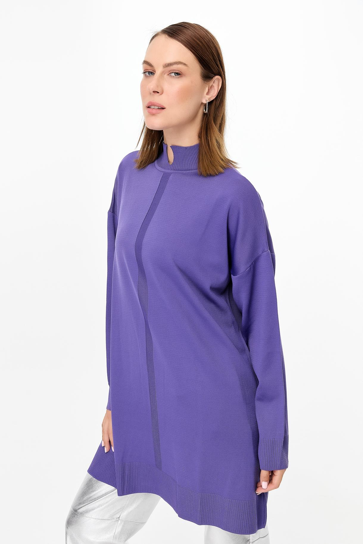 Kesik Yaka Triko Tunik - MOR