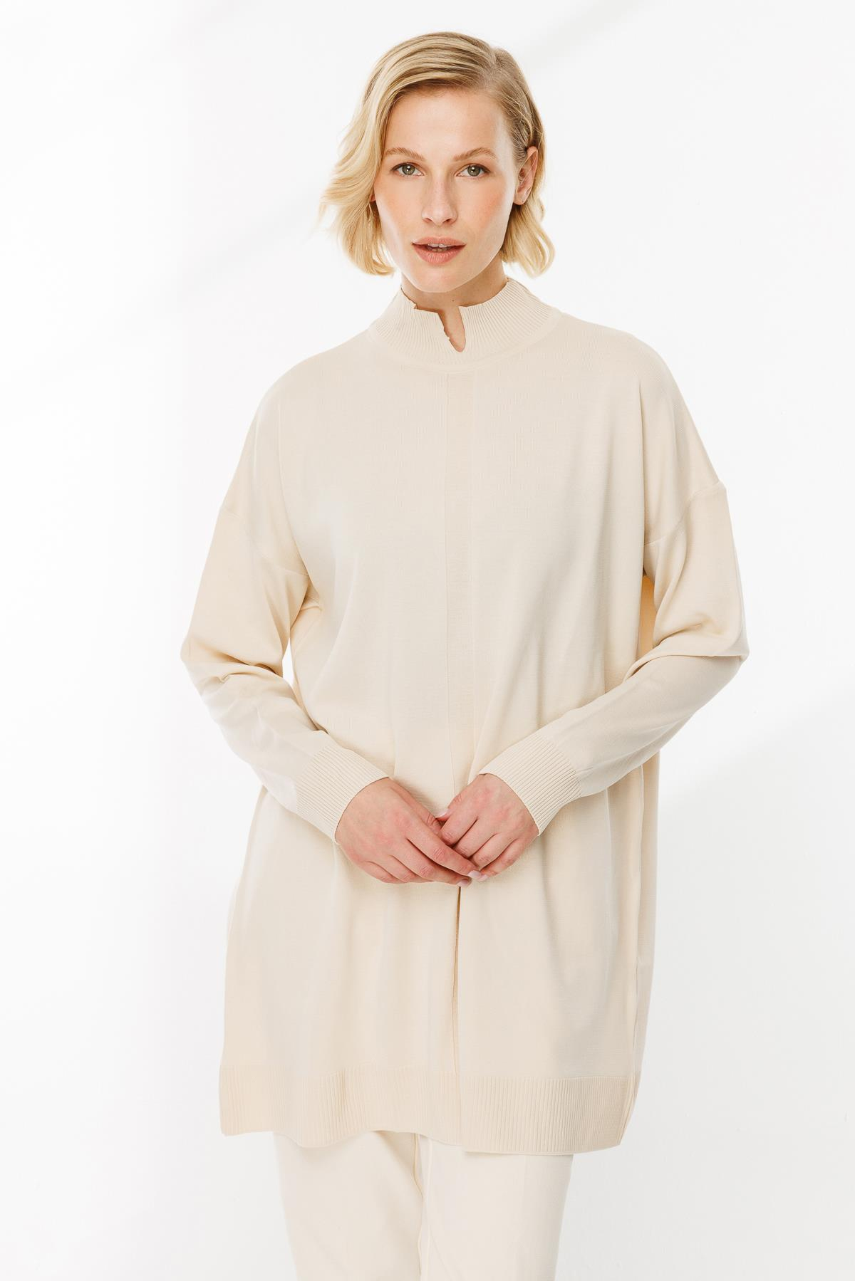 Kesik Yaka Triko Tunik - TAŞ