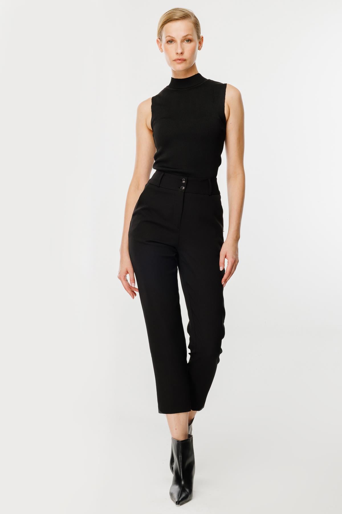 Klasik Fit Kesim Pantolon - SİYAH