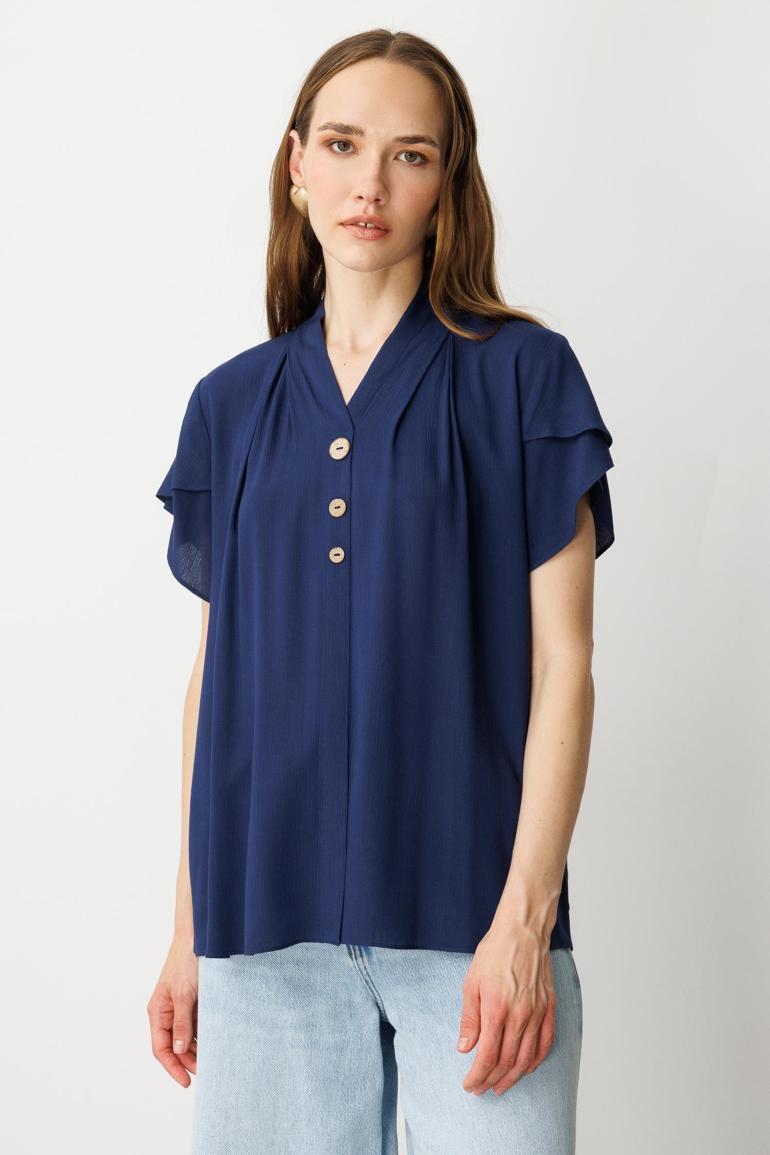 Kol Detay V Yaka Bluz-LACI