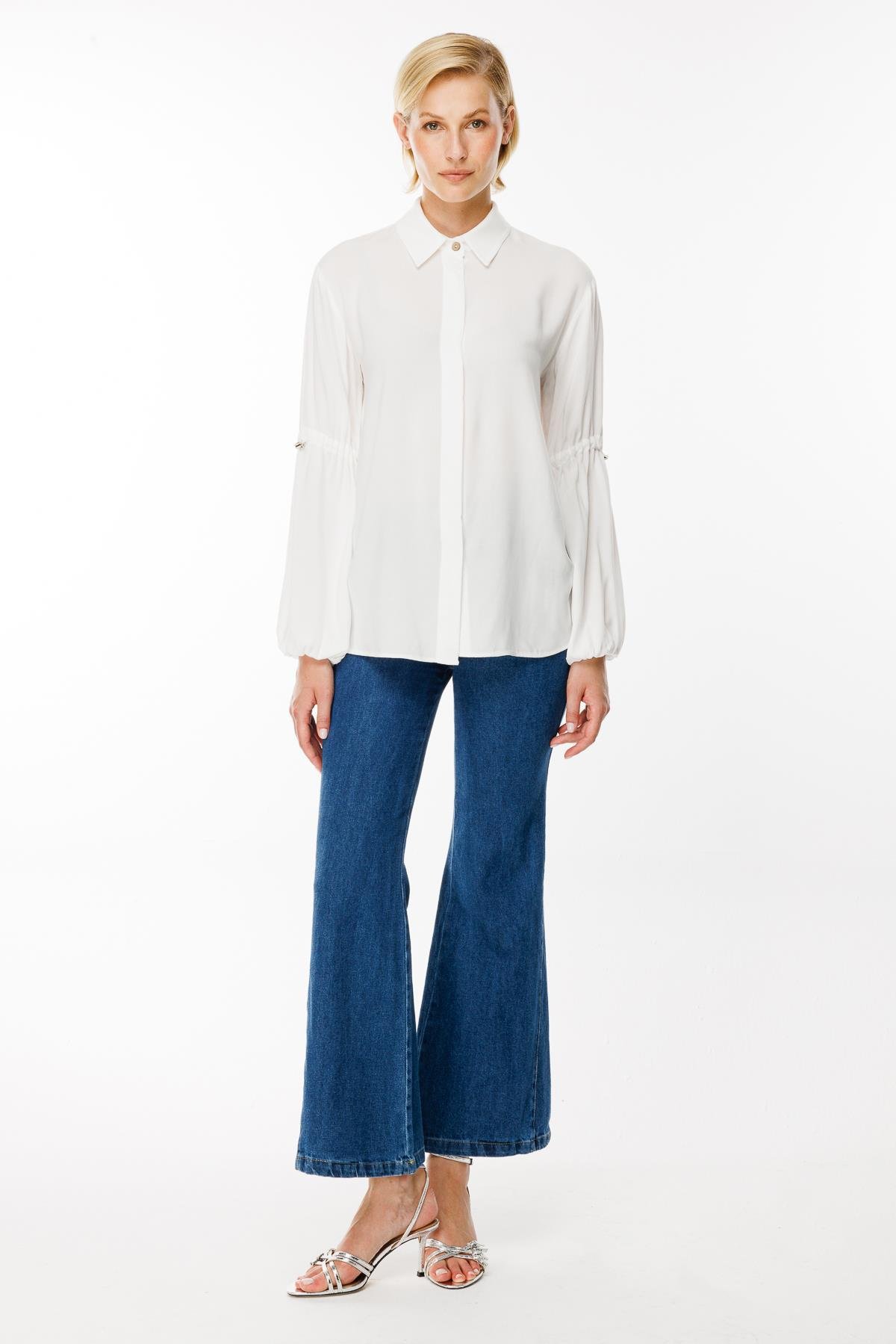 Kolları Lastik Detaylı Gömlek - KEMIK