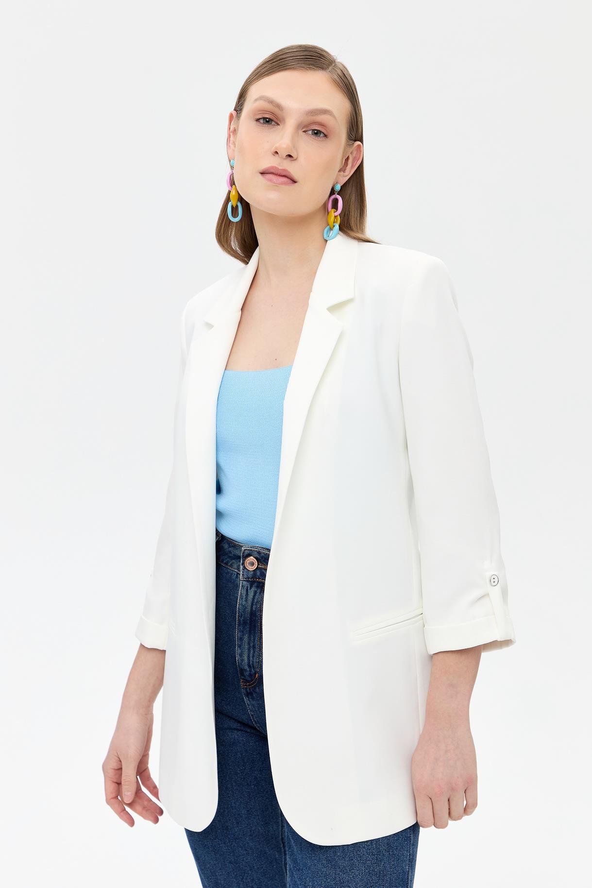 Kolu Düğme Detaylı Ceket - EKRU