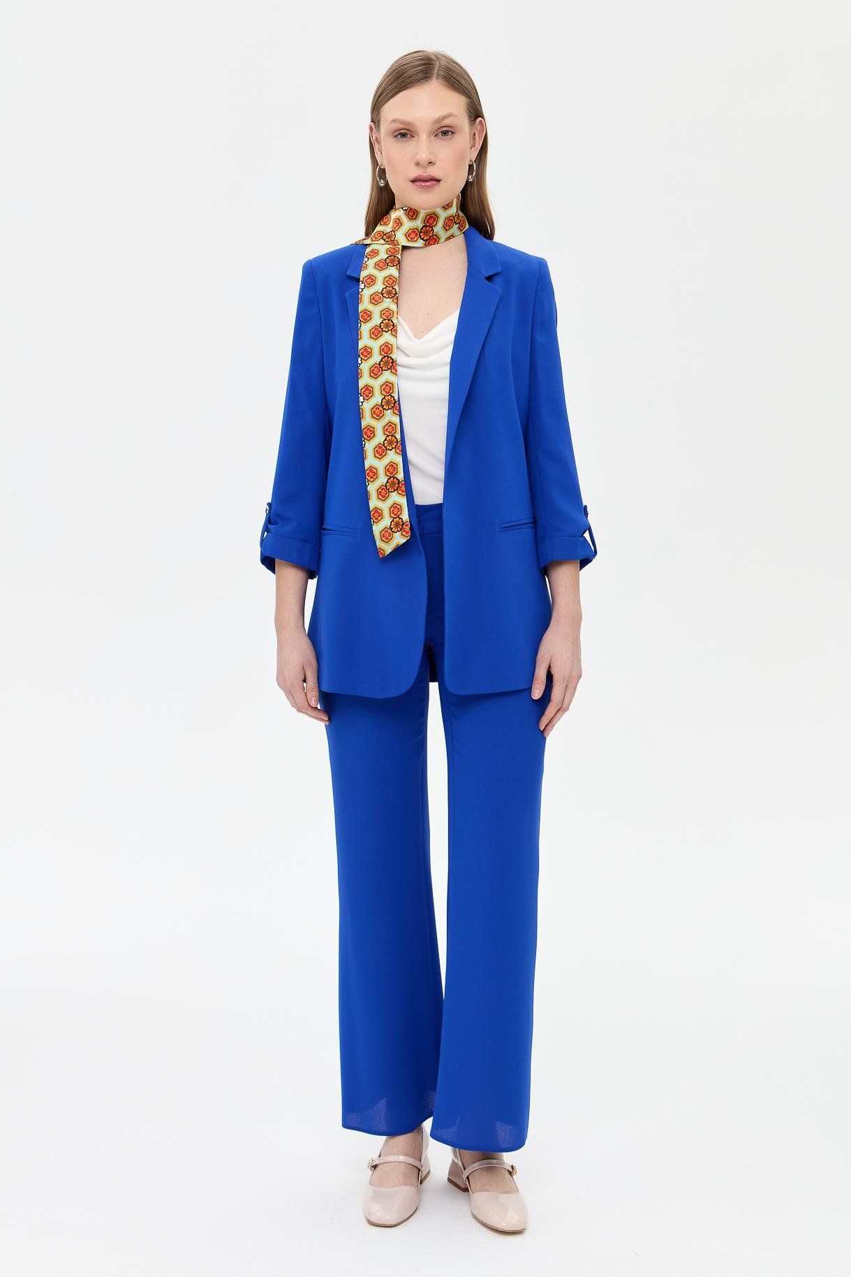 Kolu Düğme Detaylı Ceket - SAX