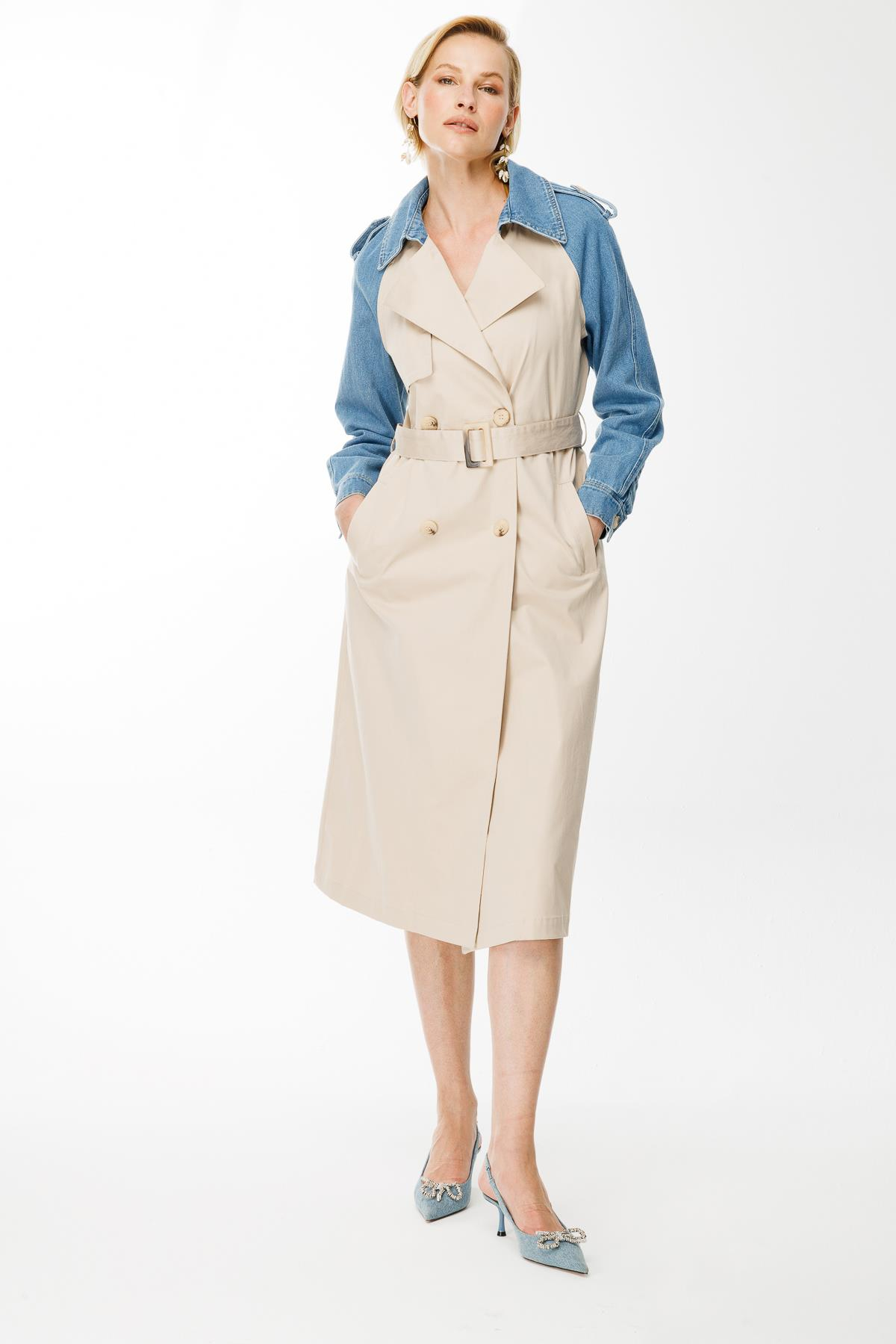 Kot Kombinli Trençkot - CAMEL