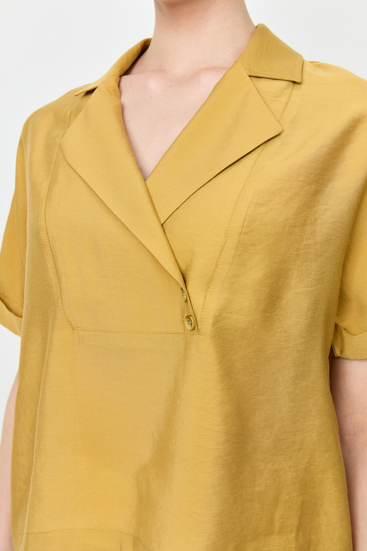 Kruvaze Yaka Modal Bluz-SAFRAN