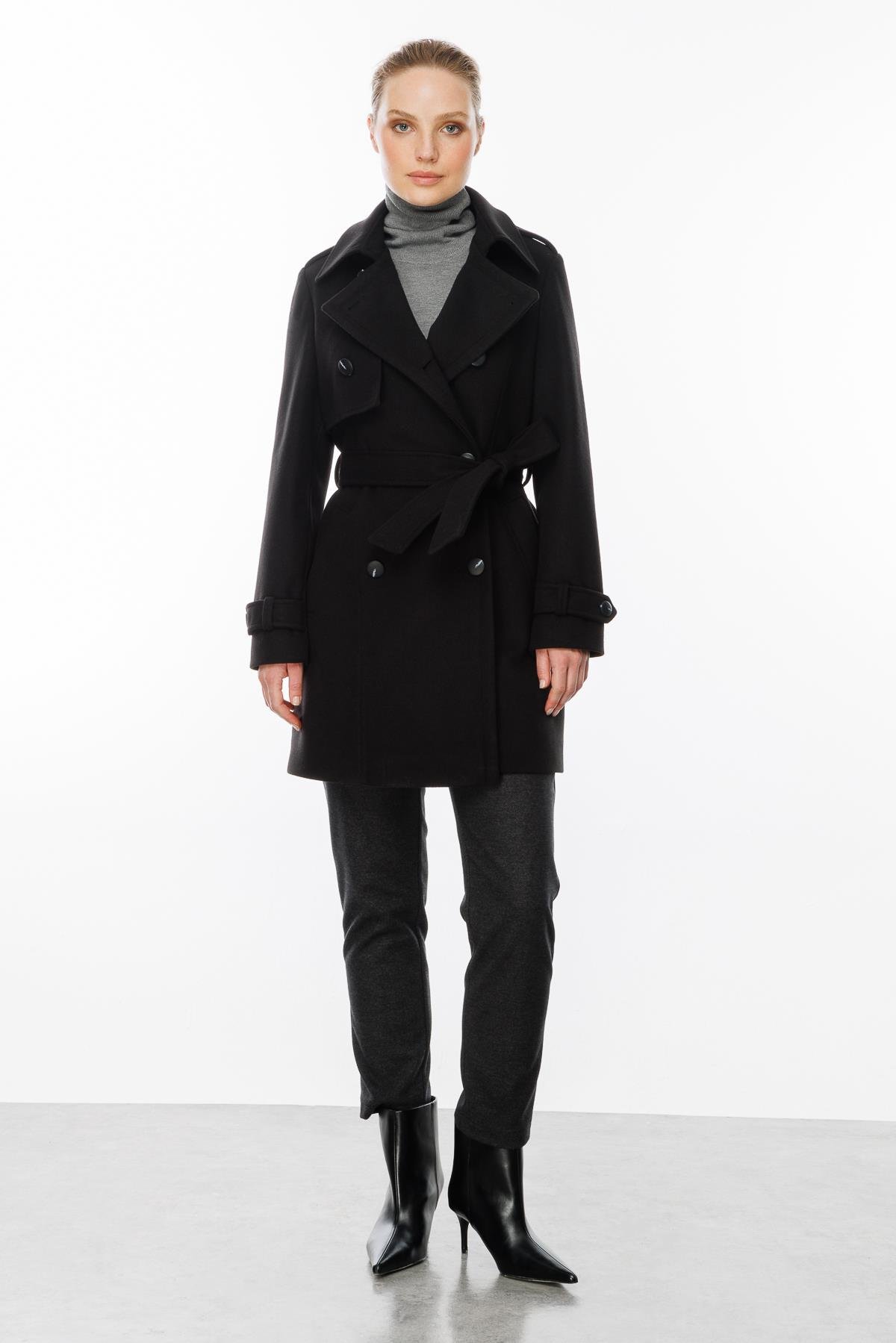 Kuşaklı Kaşe Kaban-SİYAH