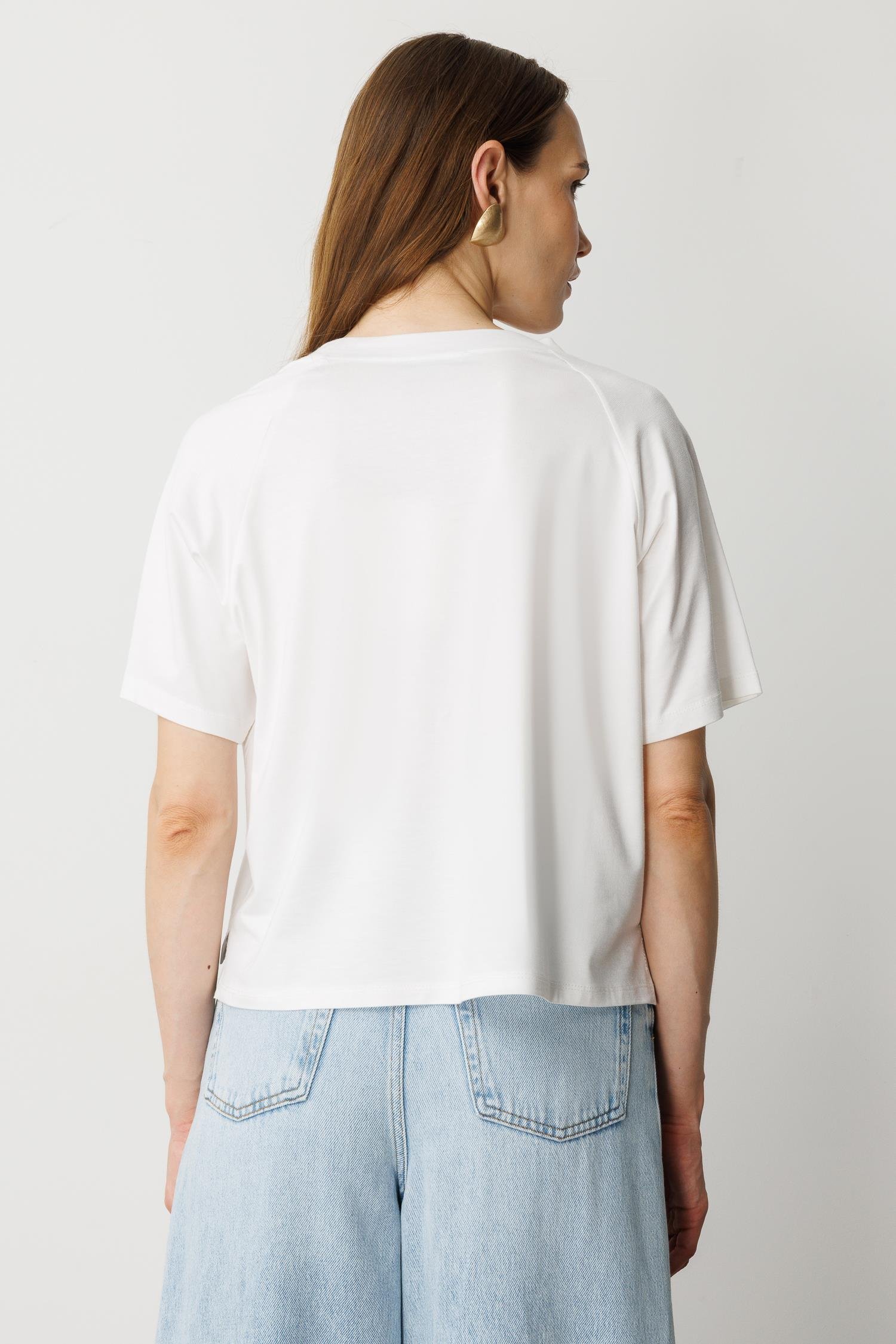 Minik Taş Detaylı Kısa Tişört-KEMIK