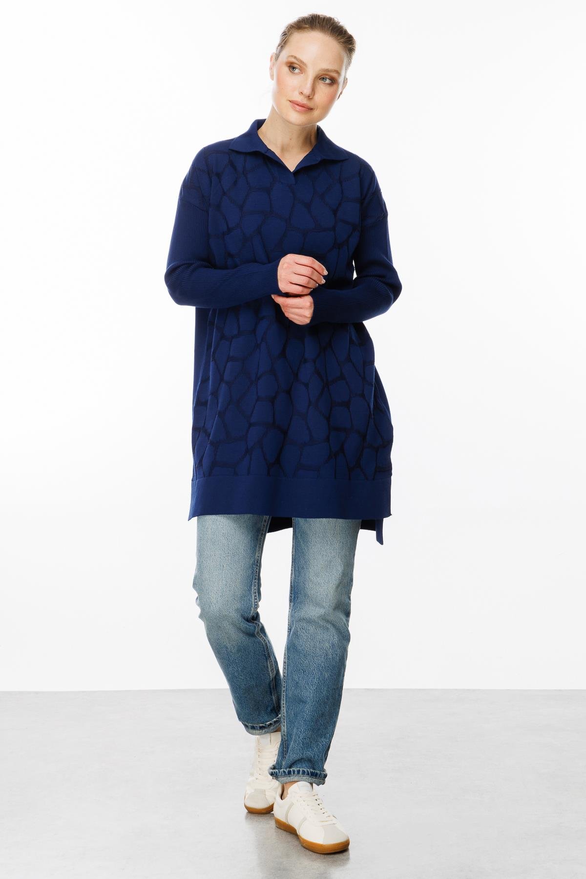 Mozaik Desen Polo Yaka Tunik