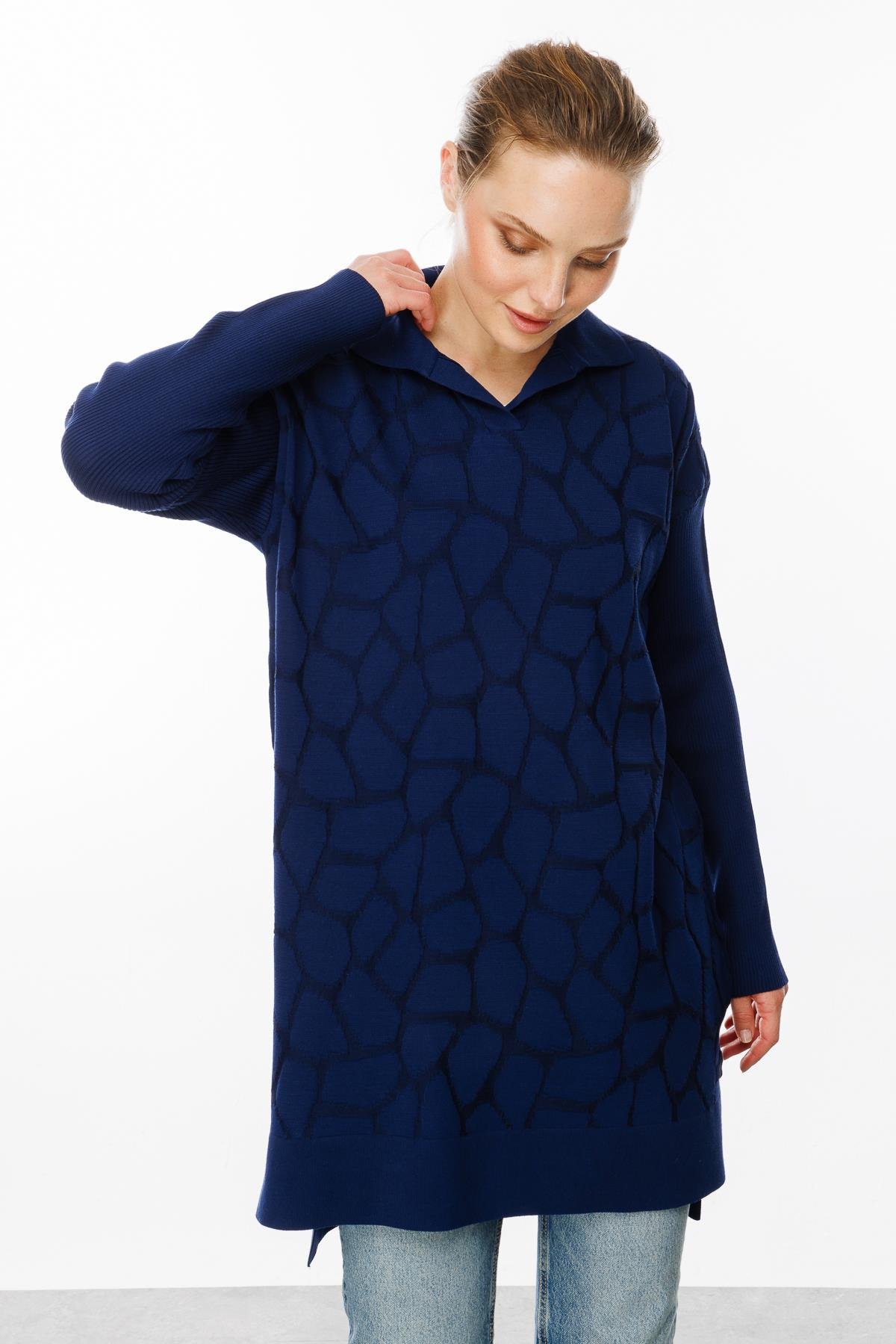 Mozaik Desen Polo Yaka Tunik