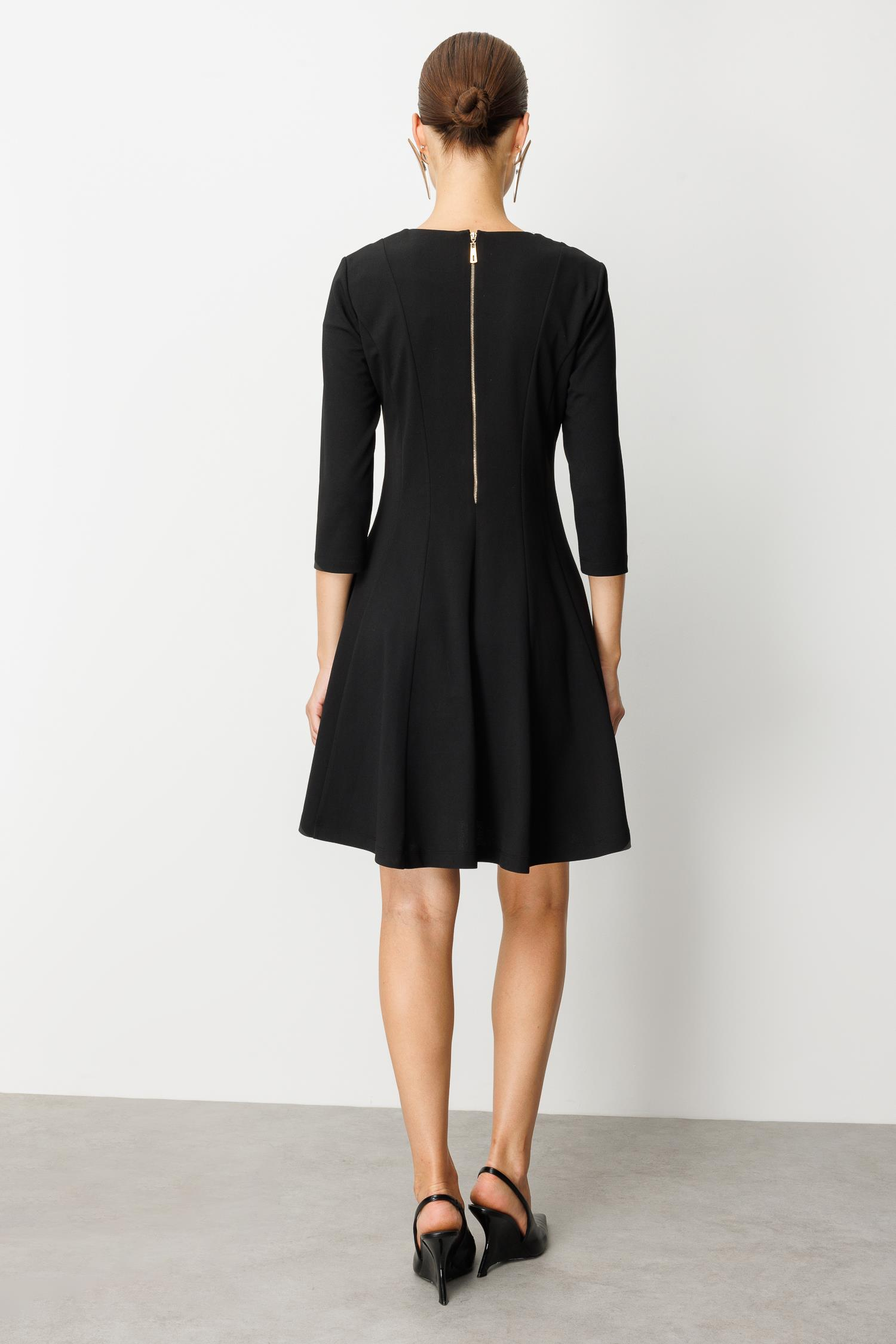 Omuz Detaylı Elbise-SİYAH