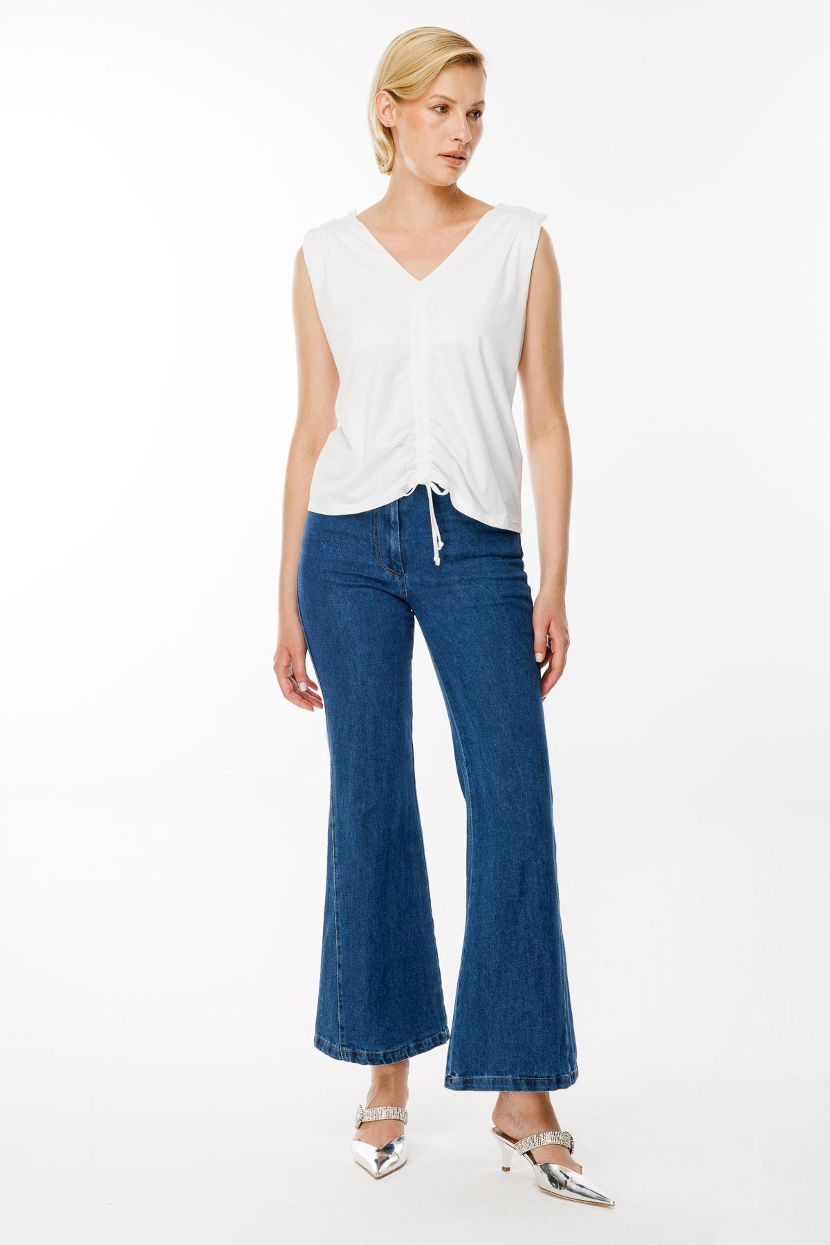 Önü Büzgülü Bluz - KEMIK