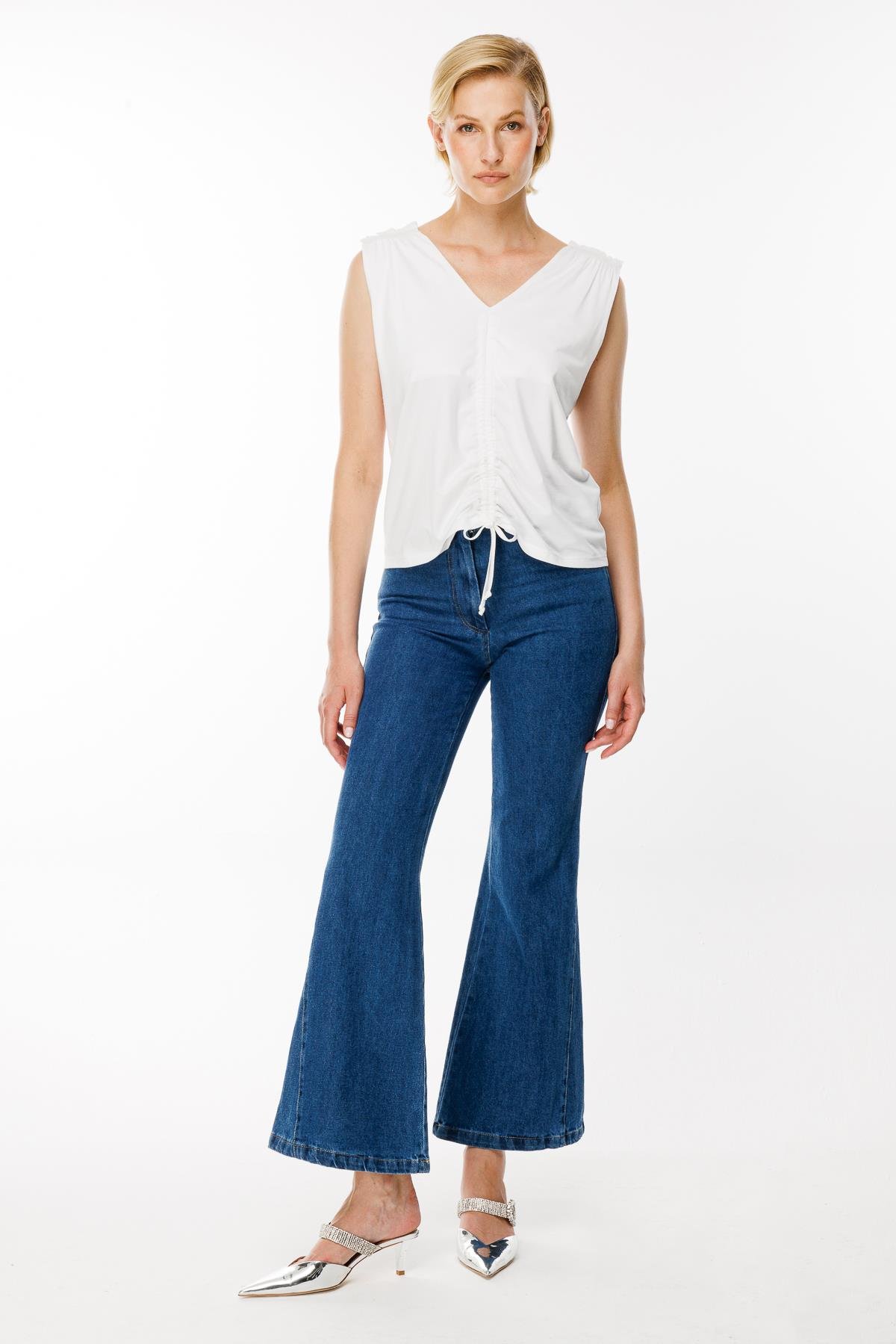 Önü Büzgülü Bluz - KEMIK