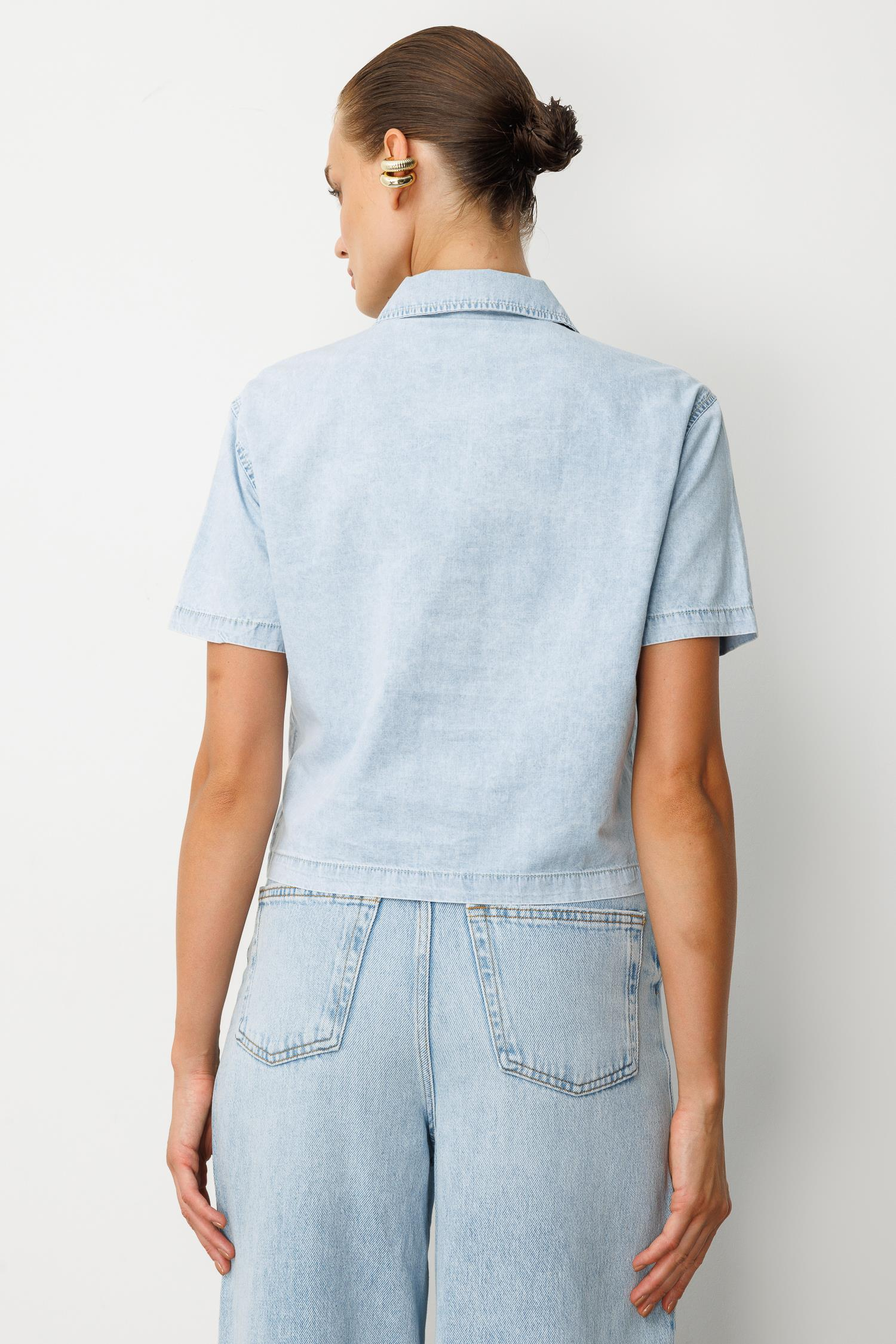 Oversize Pamuklu Kot Gömlek-MAVİ