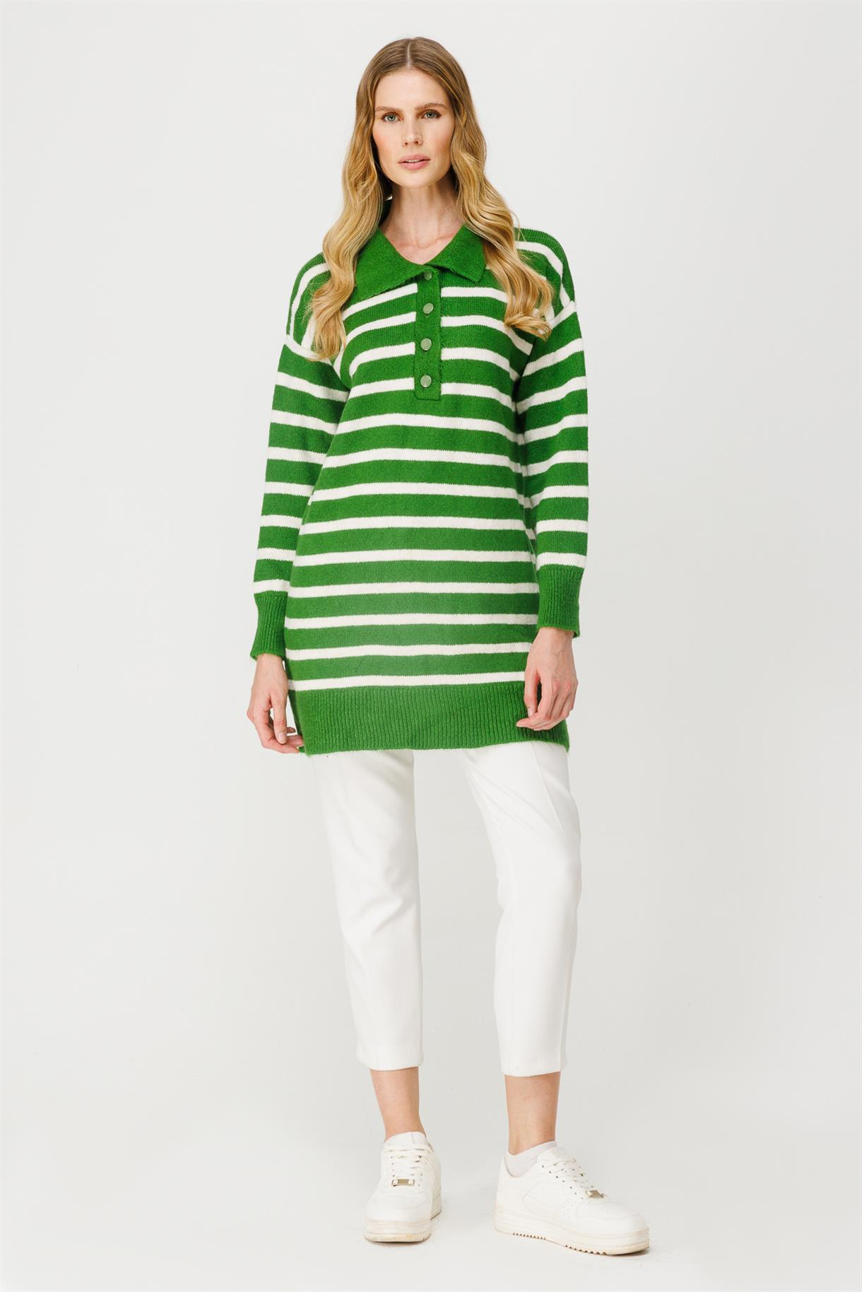 Polo Yaka Çizgili Triko Tunik - BENETTON