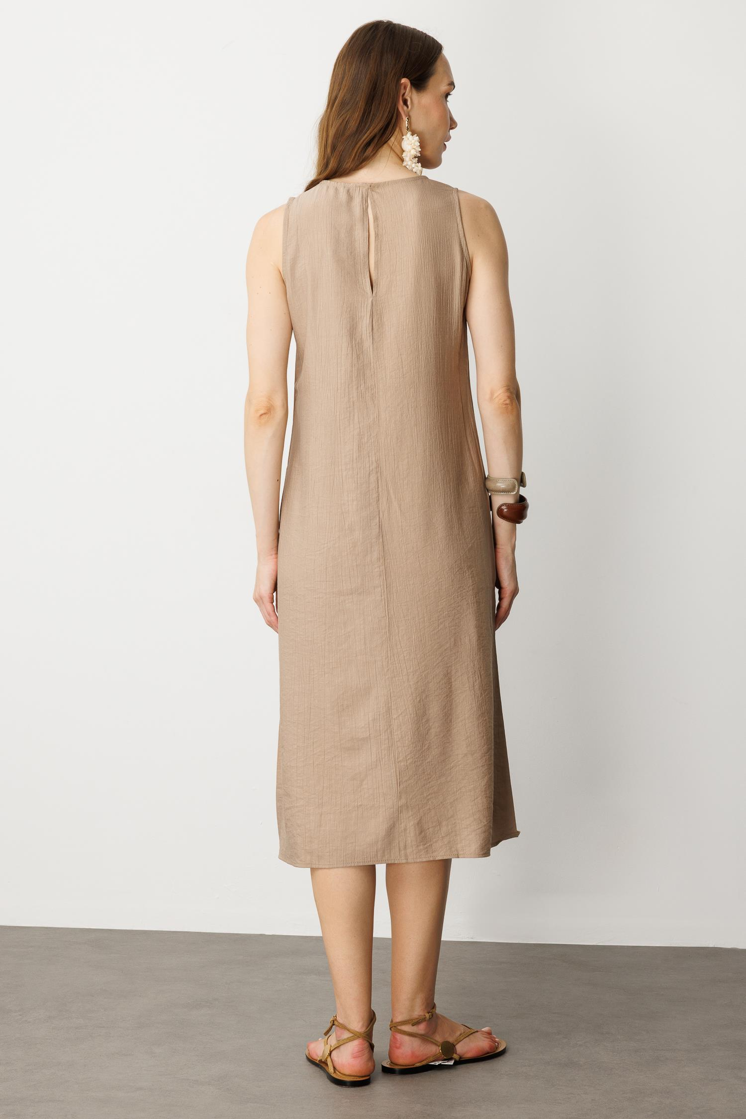 Rahat Kalıp Coton Elbise-VİZON