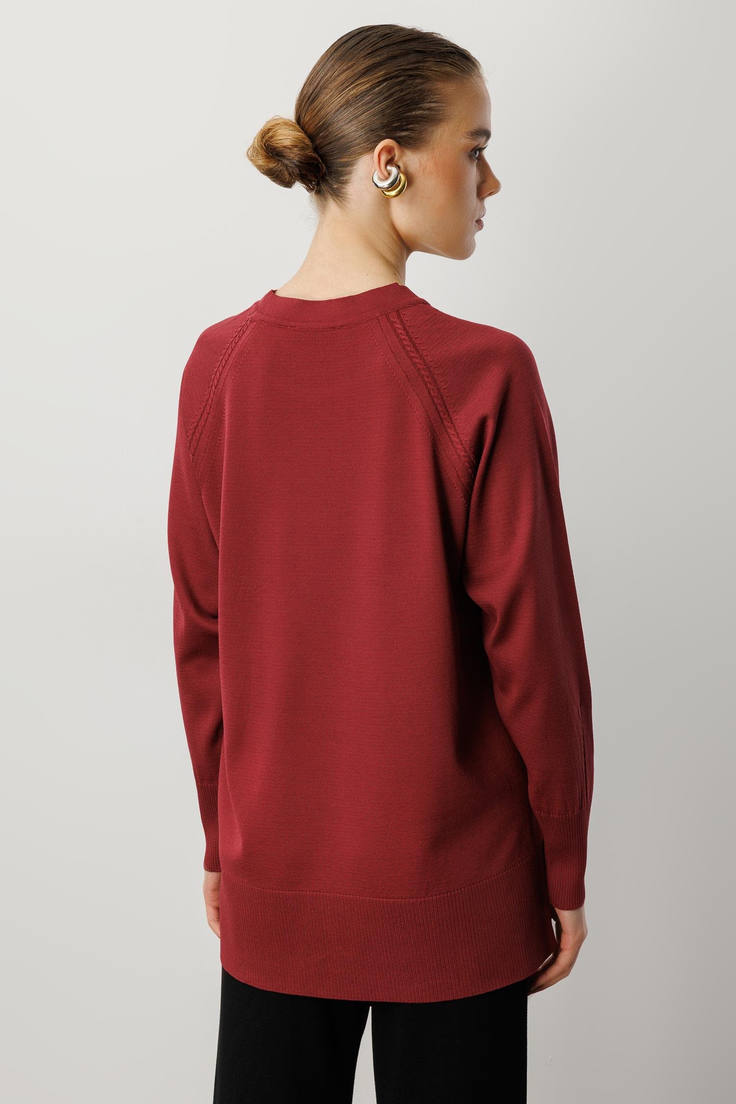 Reglan Kol Basic Triko Tunik-BORDO