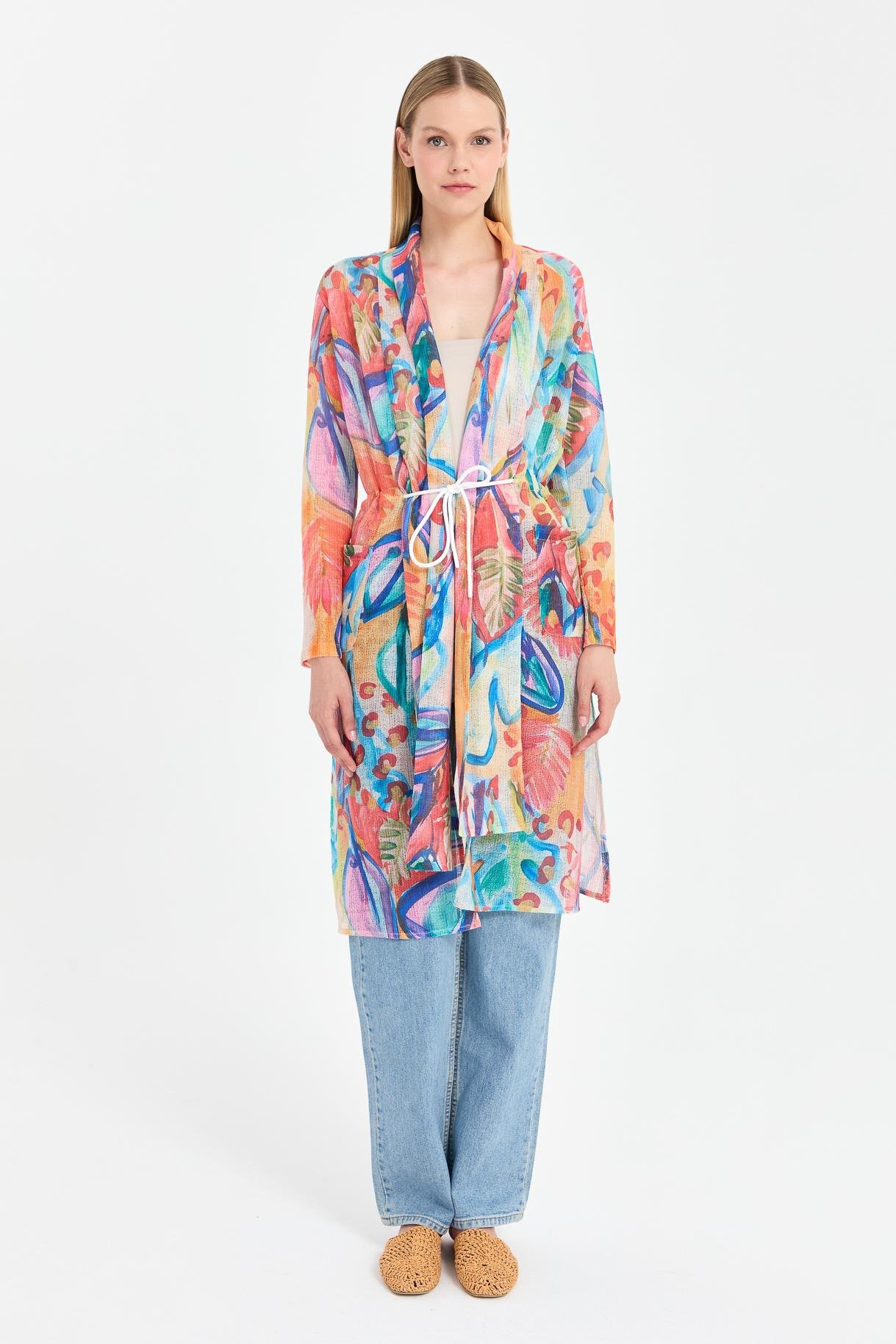 Renk Geçişli File Tunik - ORANJE