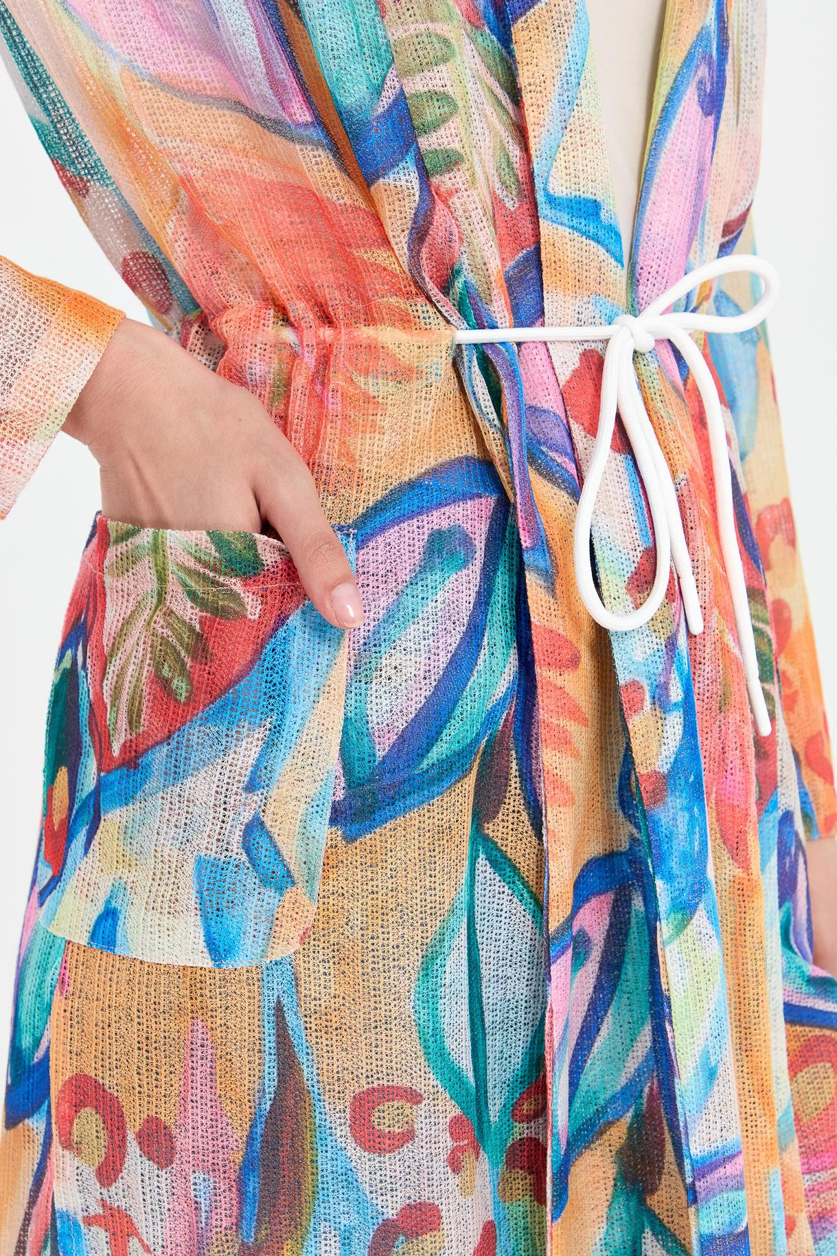 Renk Geçişli File Tunik - ORANJE