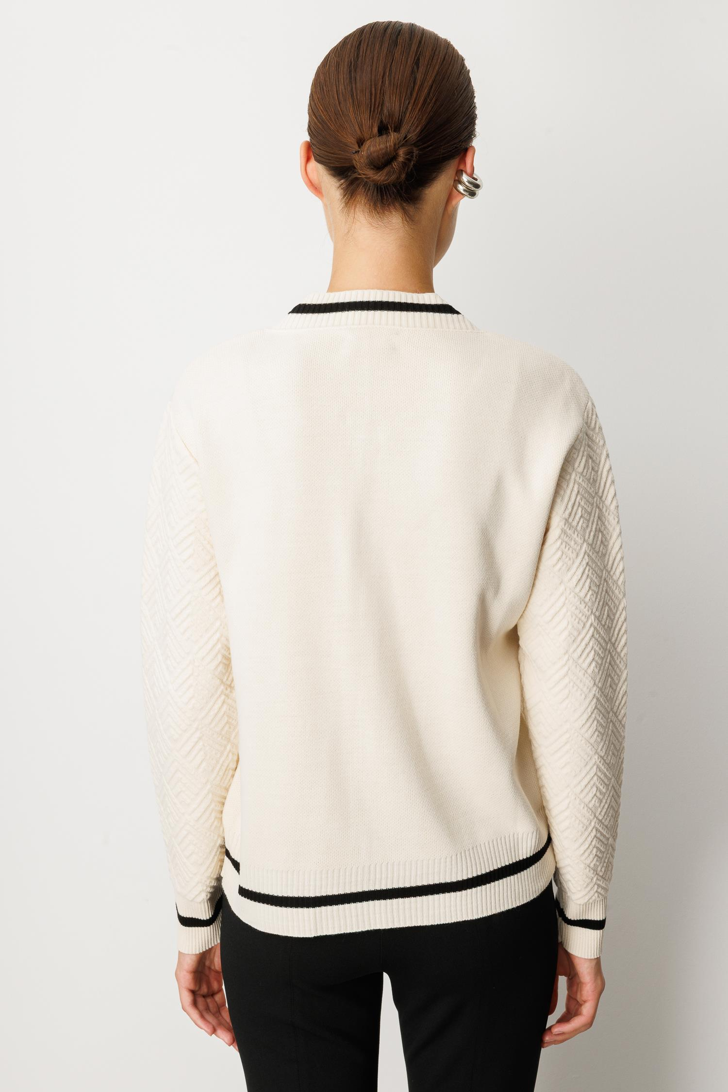 Ribana Detaylı Fermuarlı Triko Hırka-EKRU