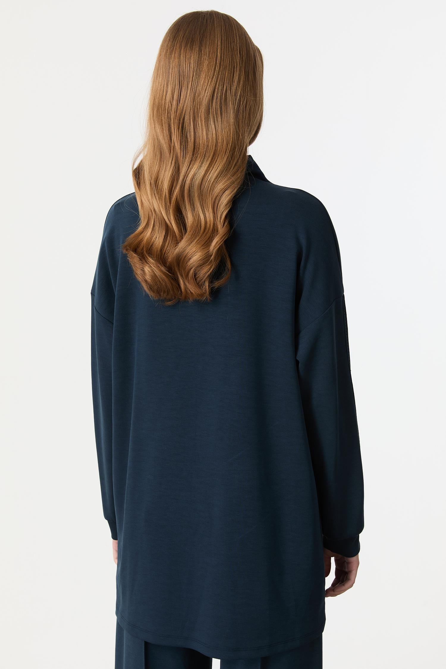 Ribana Detaylı Modal Tunik Bluz-PETROL