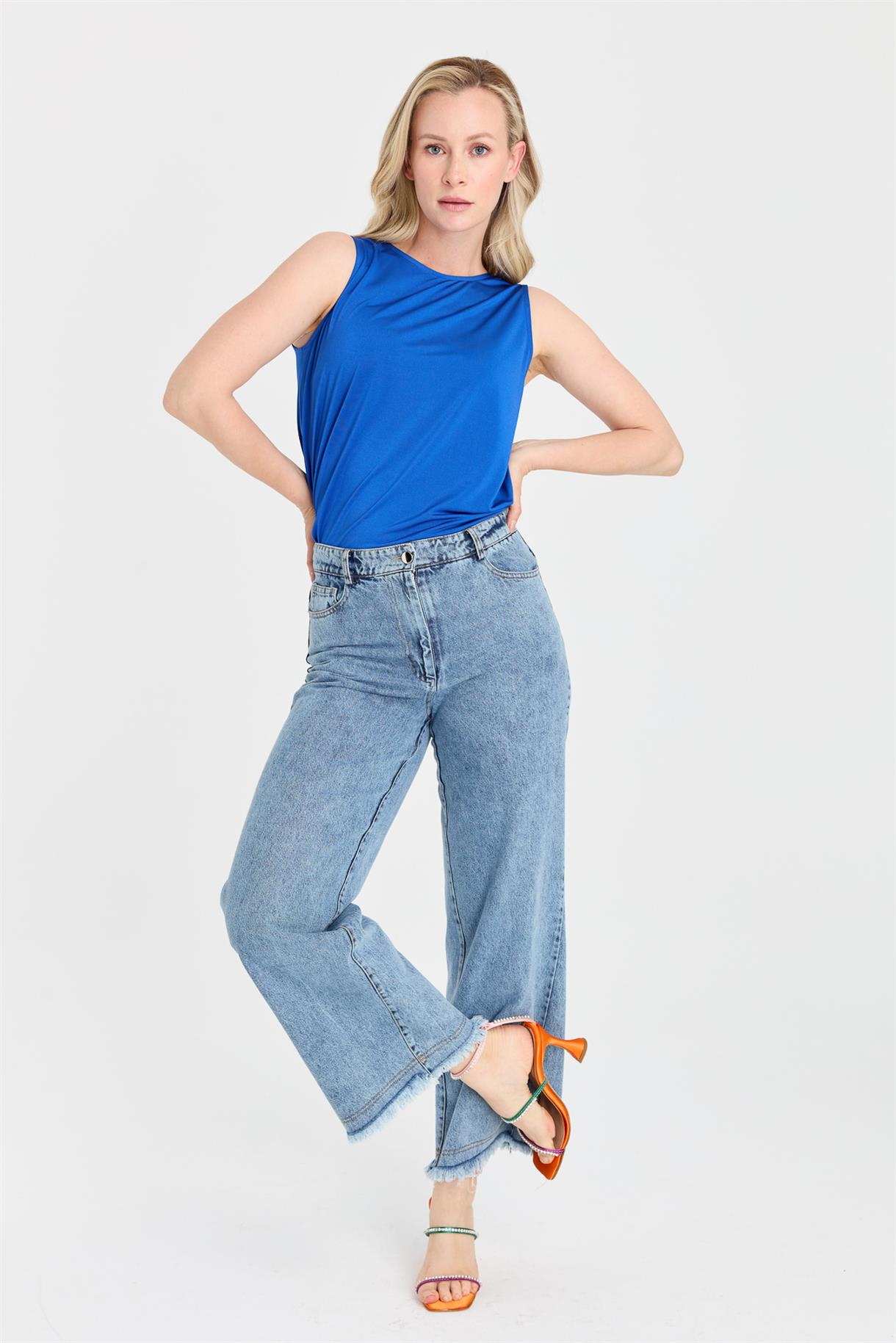 S2-701 KOT BAYAN PANTOLON - MAVİ