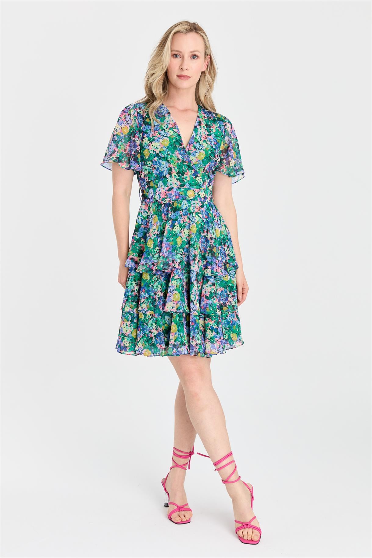S5-564 KIRÇİÇEĞİ BAS. ŞİF. BAYAN ELBİSE - YEŞİL
