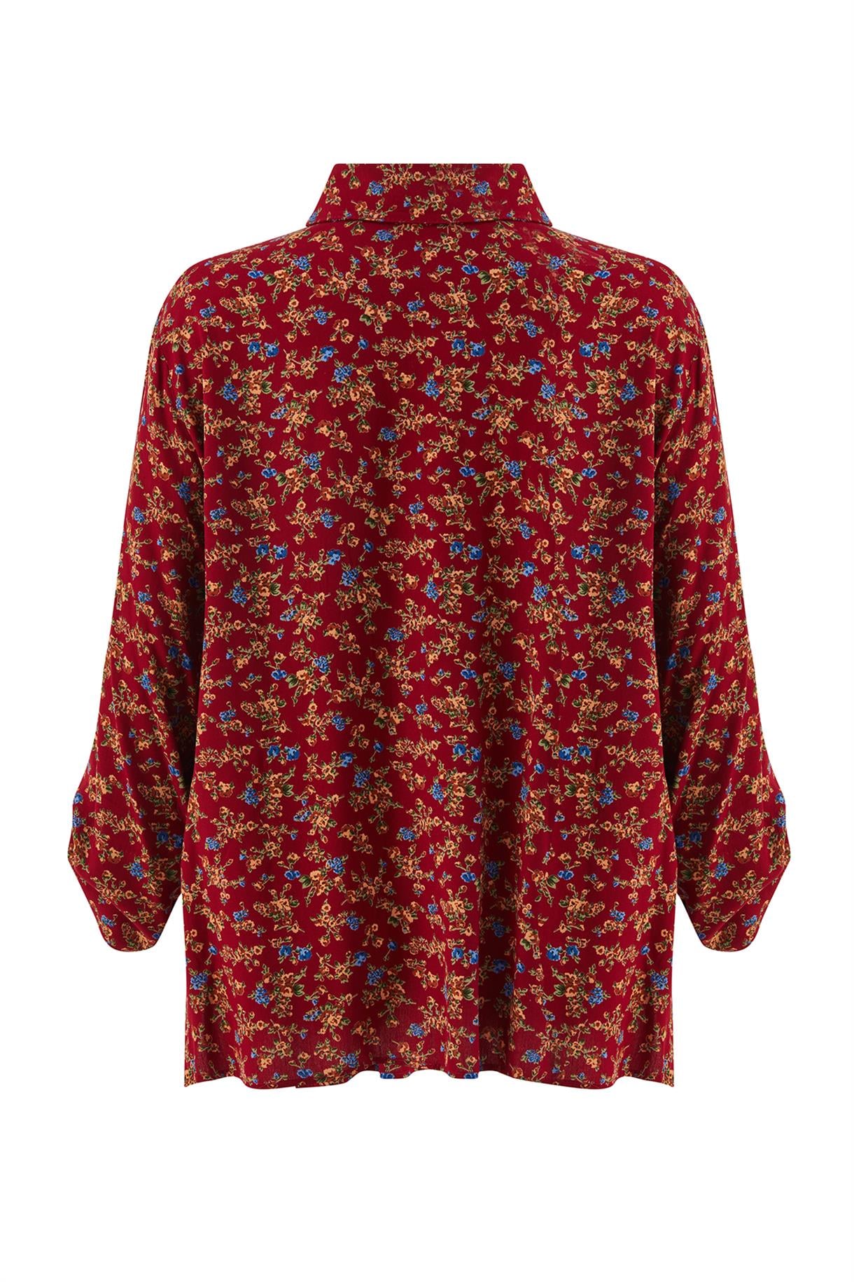 S8-298 ÇİÇEKLİ VİSC.BAYAN GÖMLEK - BORDO