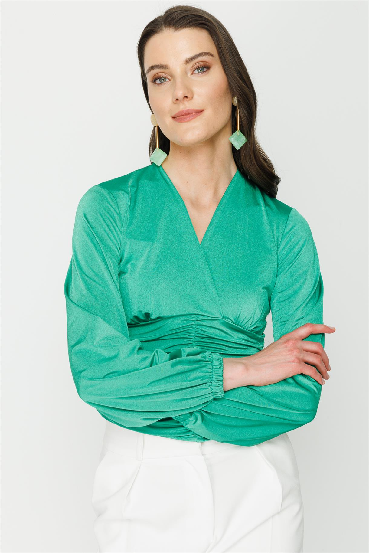 S8-402 SANDY BAYAN BLUZ - YEŞİL