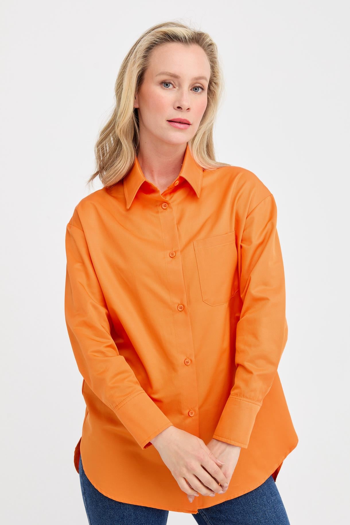 S8-412 COTON BAYAN GÖMLEK - ORANJE