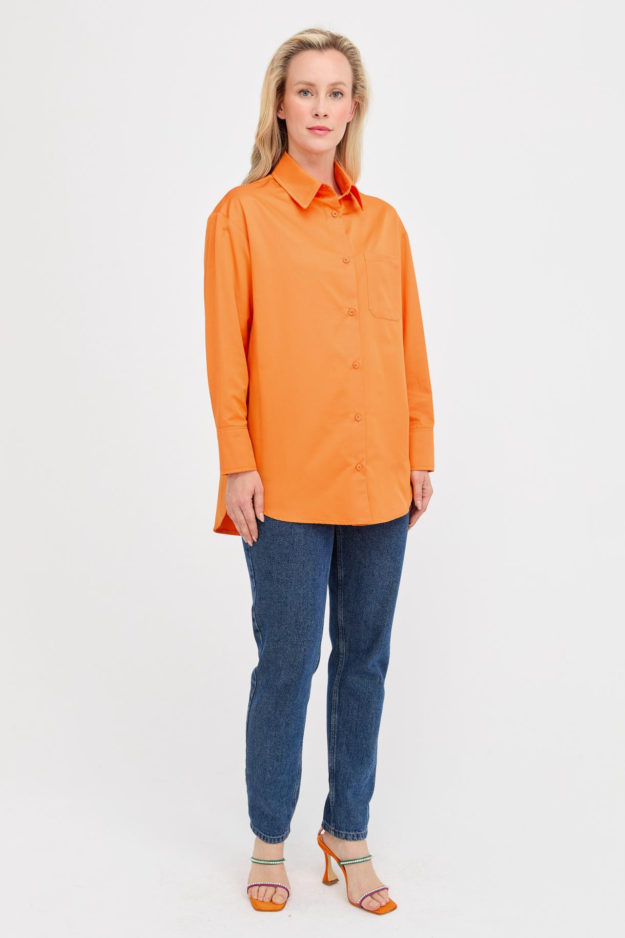 S8-412 COTON BAYAN GÖMLEK - ORANJE