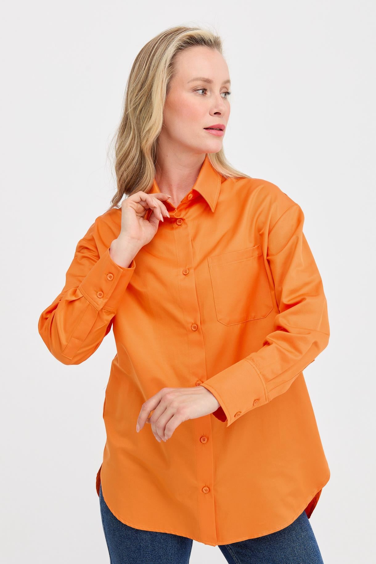 S8-412 COTON BAYAN GÖMLEK - ORANJE
