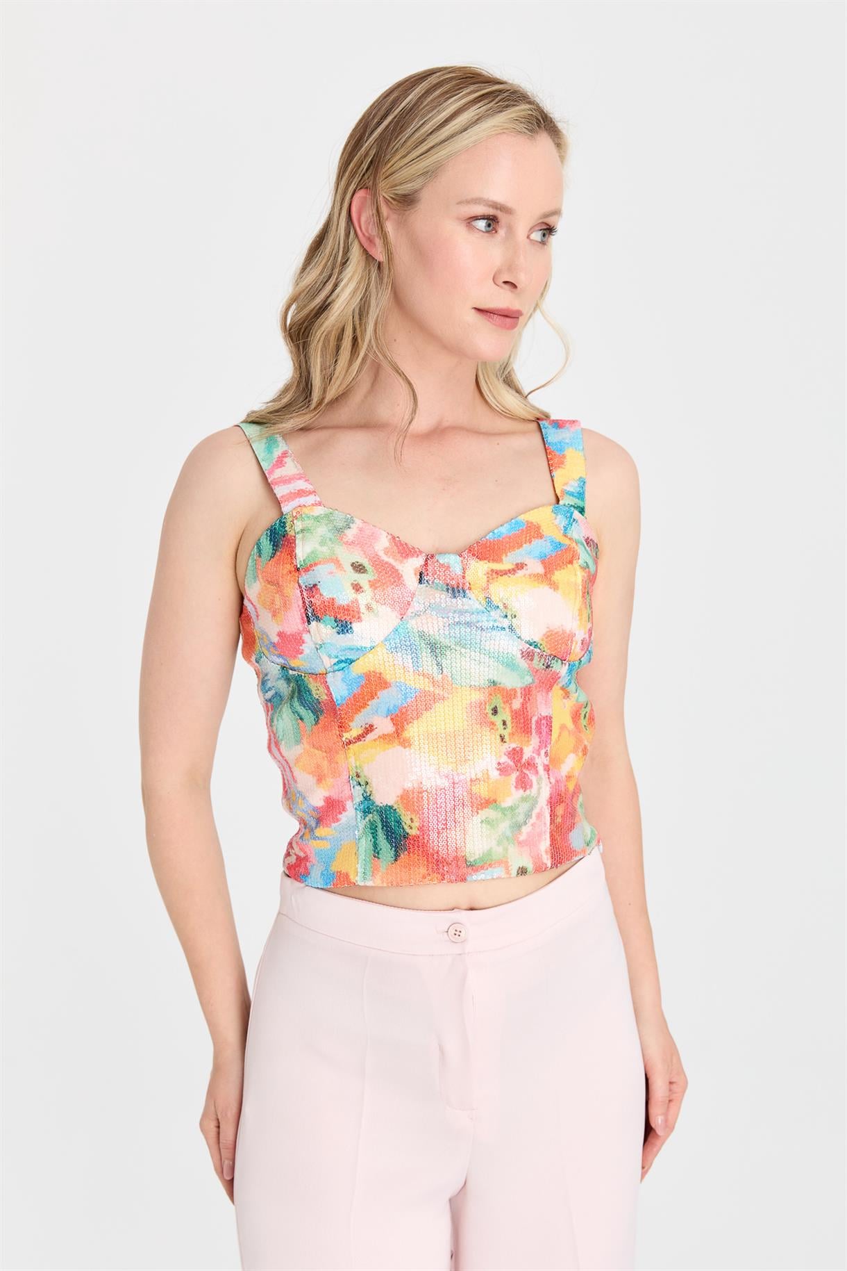 S8-547 BASK.PUL PAYET BAYAN BLUZ - ORANJE