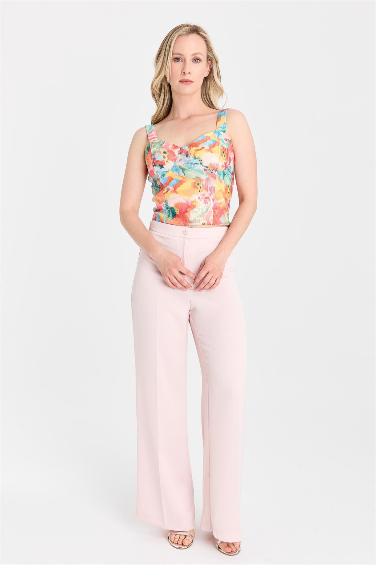 S8-547 BASK.PUL PAYET BAYAN BLUZ - ORANJE