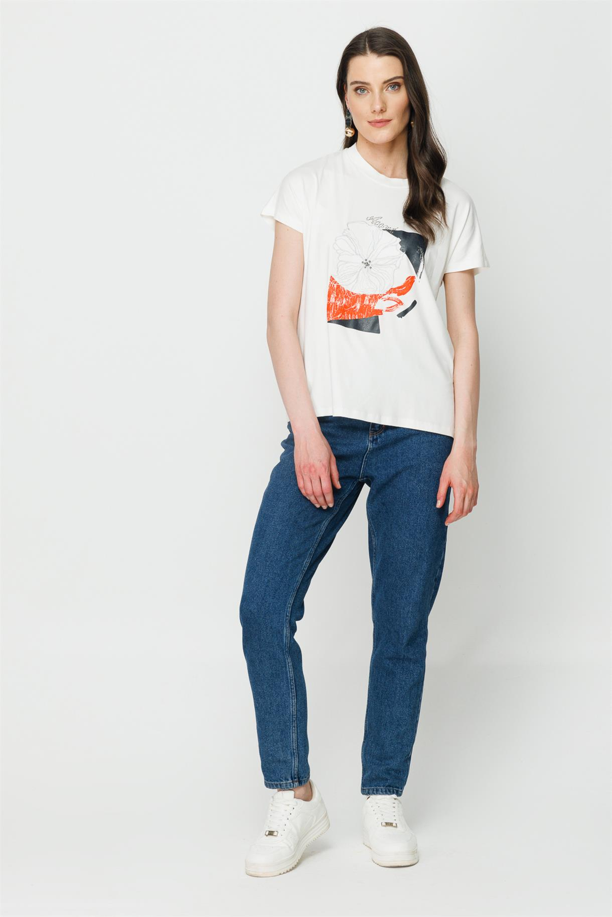 S8-550 İLAYDA BASK.BAYAN BLUZ - ORANJE