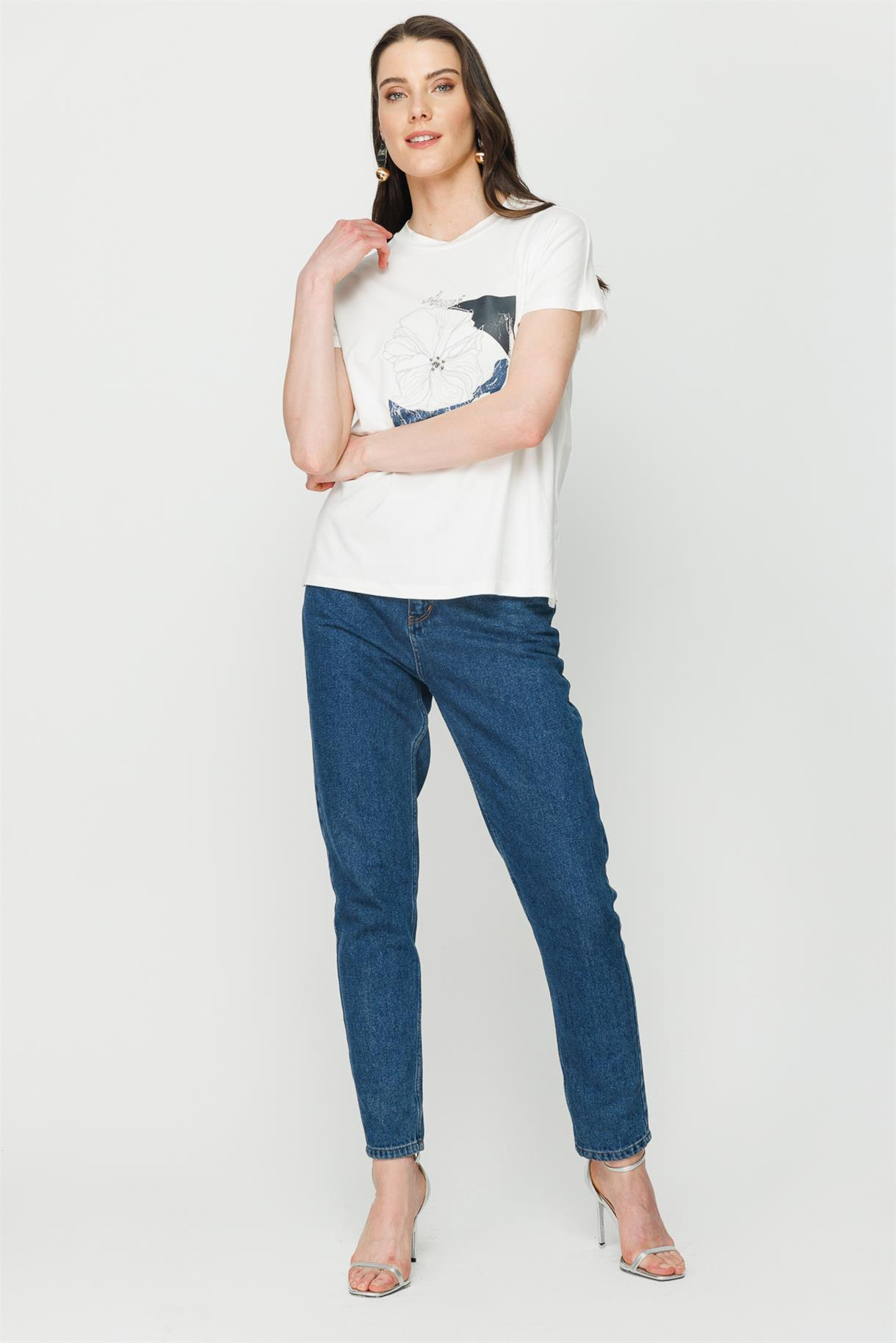S8-550 İLAYDA BASK.BAYAN BLUZ - SAX