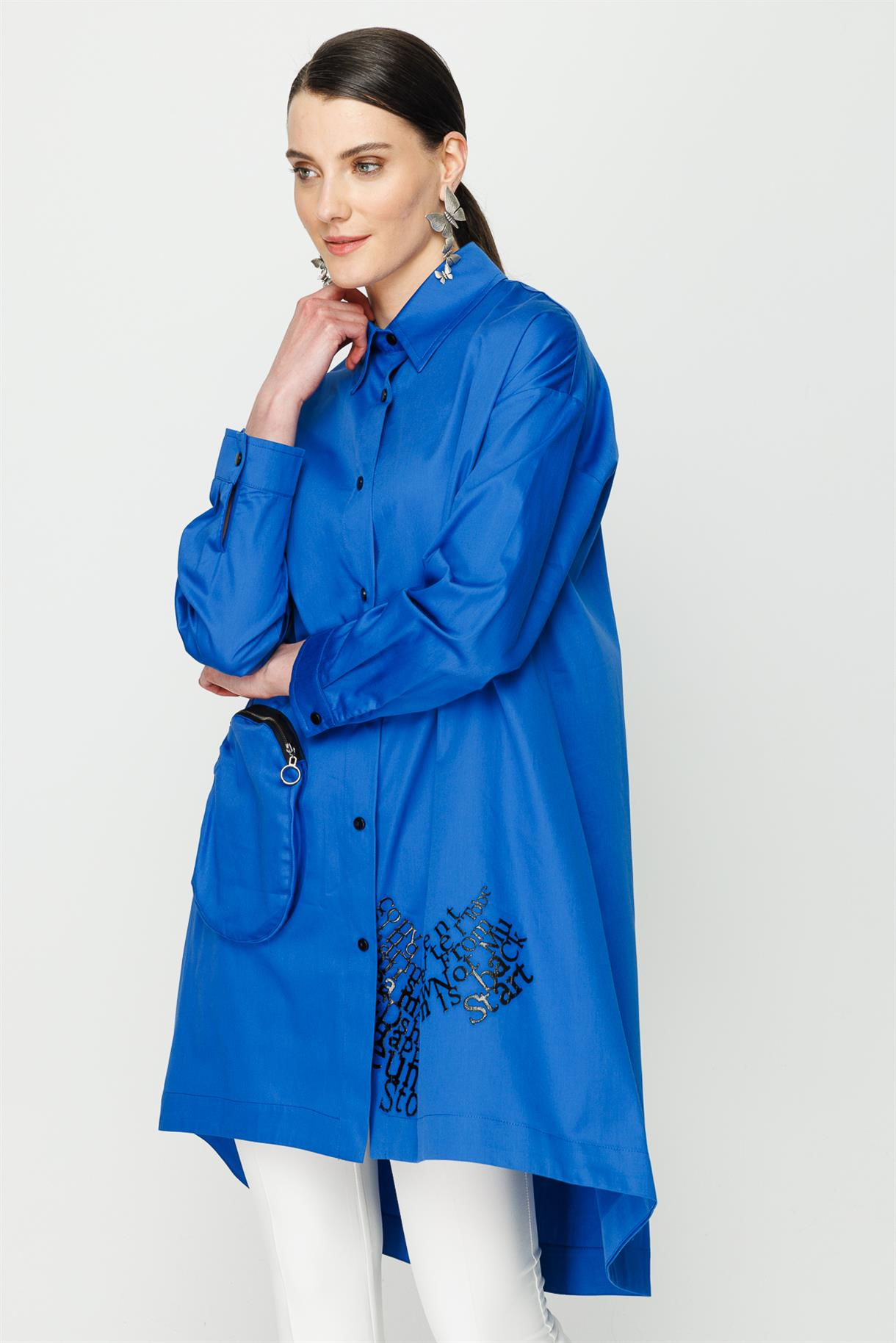 S8-586 COTON BAYAN TUNİK - SAX