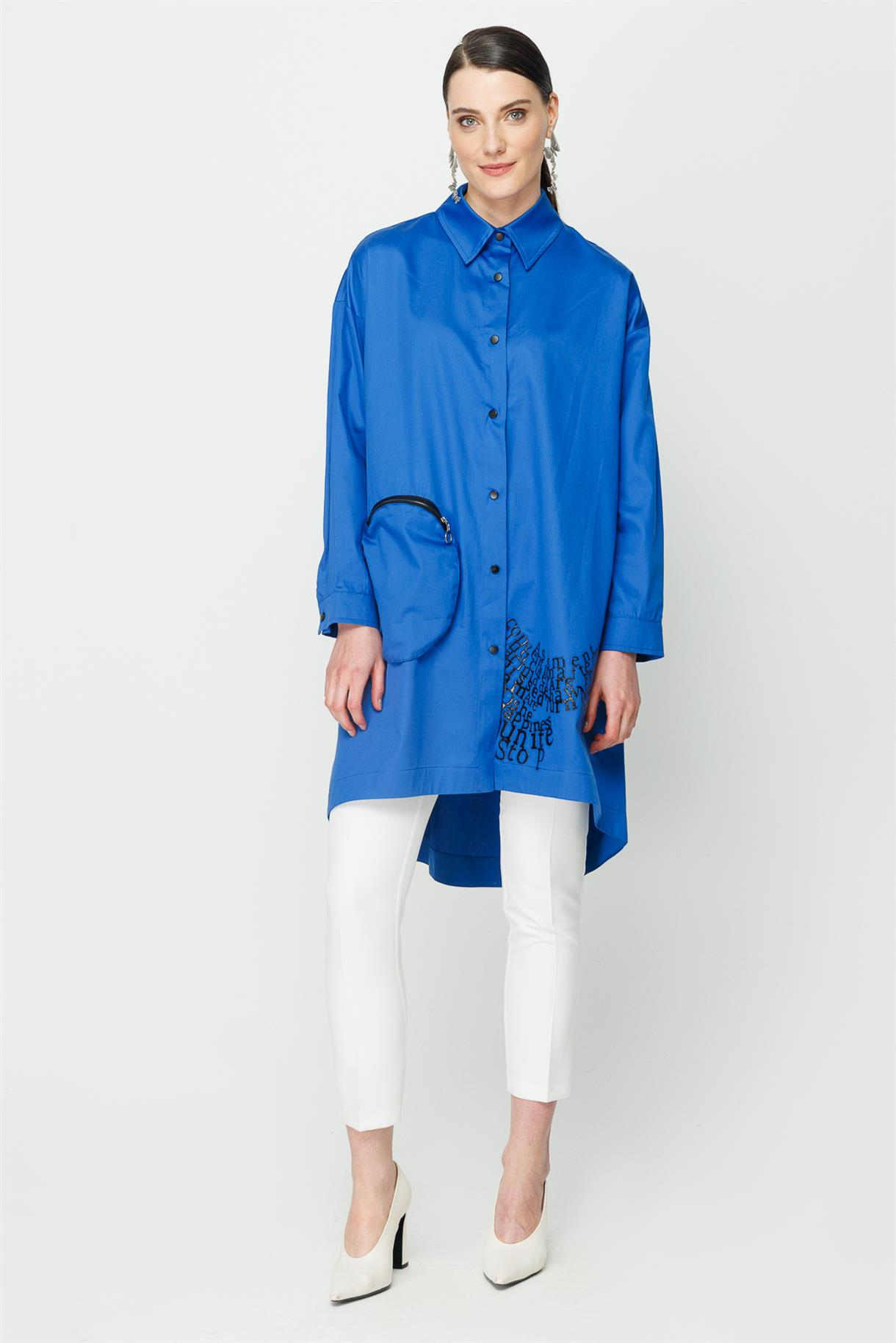 S8-586 COTON BAYAN TUNİK - SAX