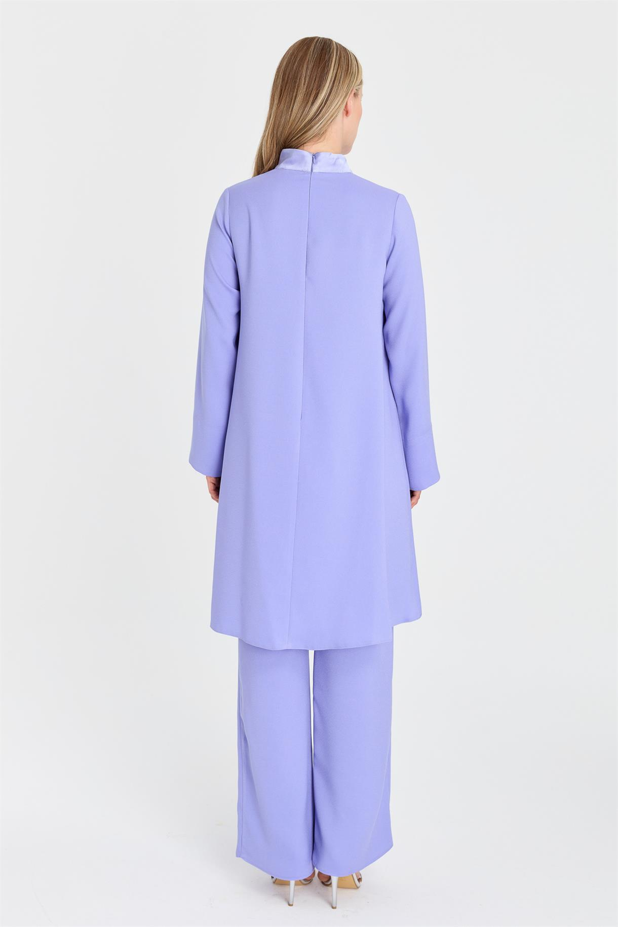 S8-615 KREP SATEN BAYAN BLUZ - LILA