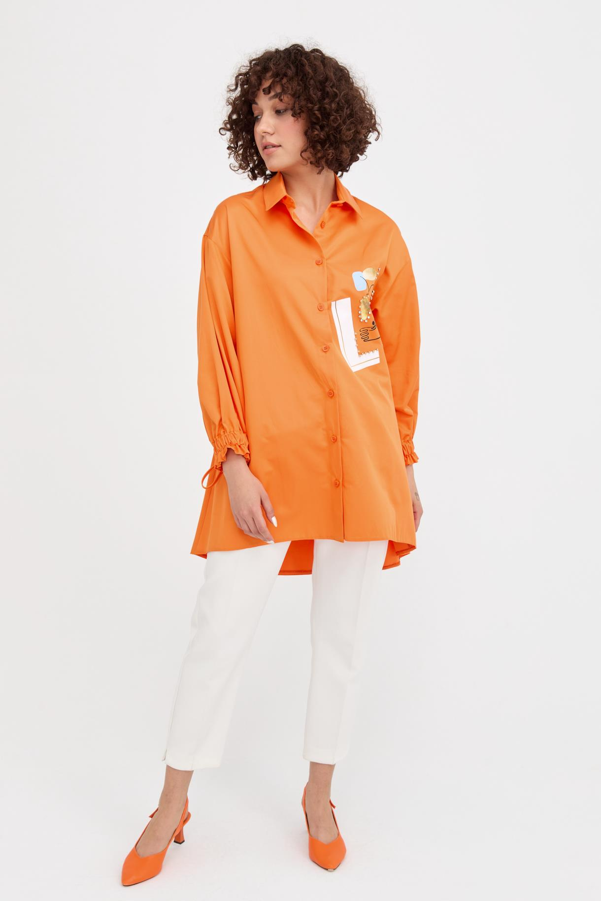 S8-641 COTON BAYAN GÖMLEK - ORANJE