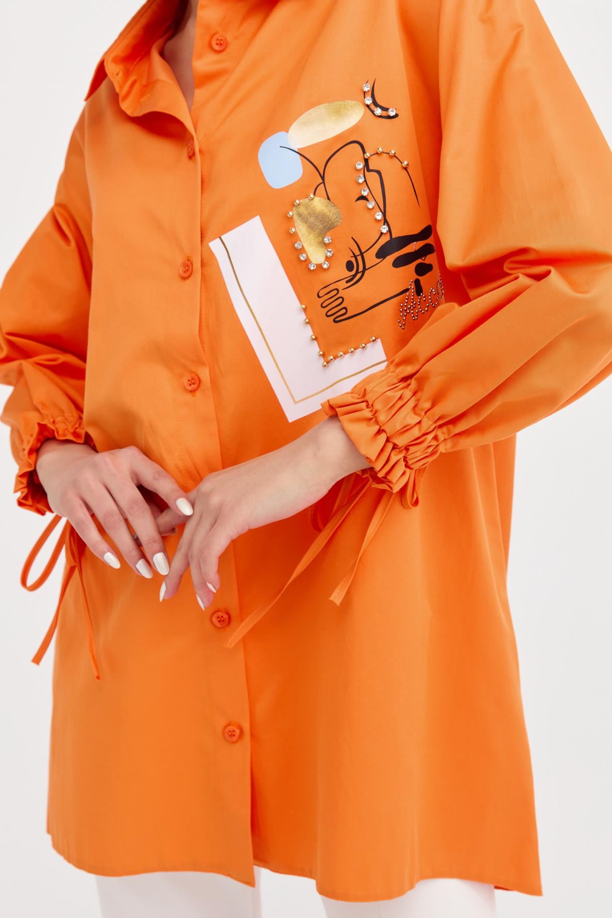 S8-641 COTON BAYAN GÖMLEK - ORANJE