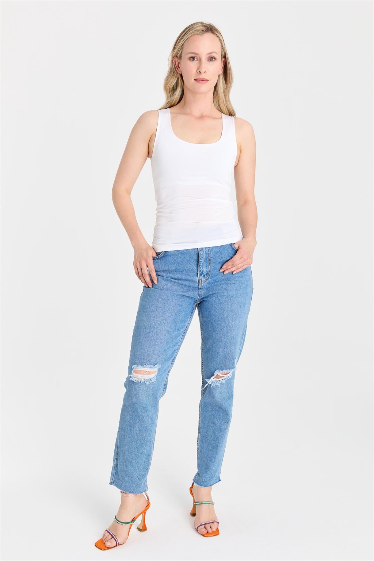 S8-648 KRİSTAL ÖRME BAYAN BLUZ - KEMIK