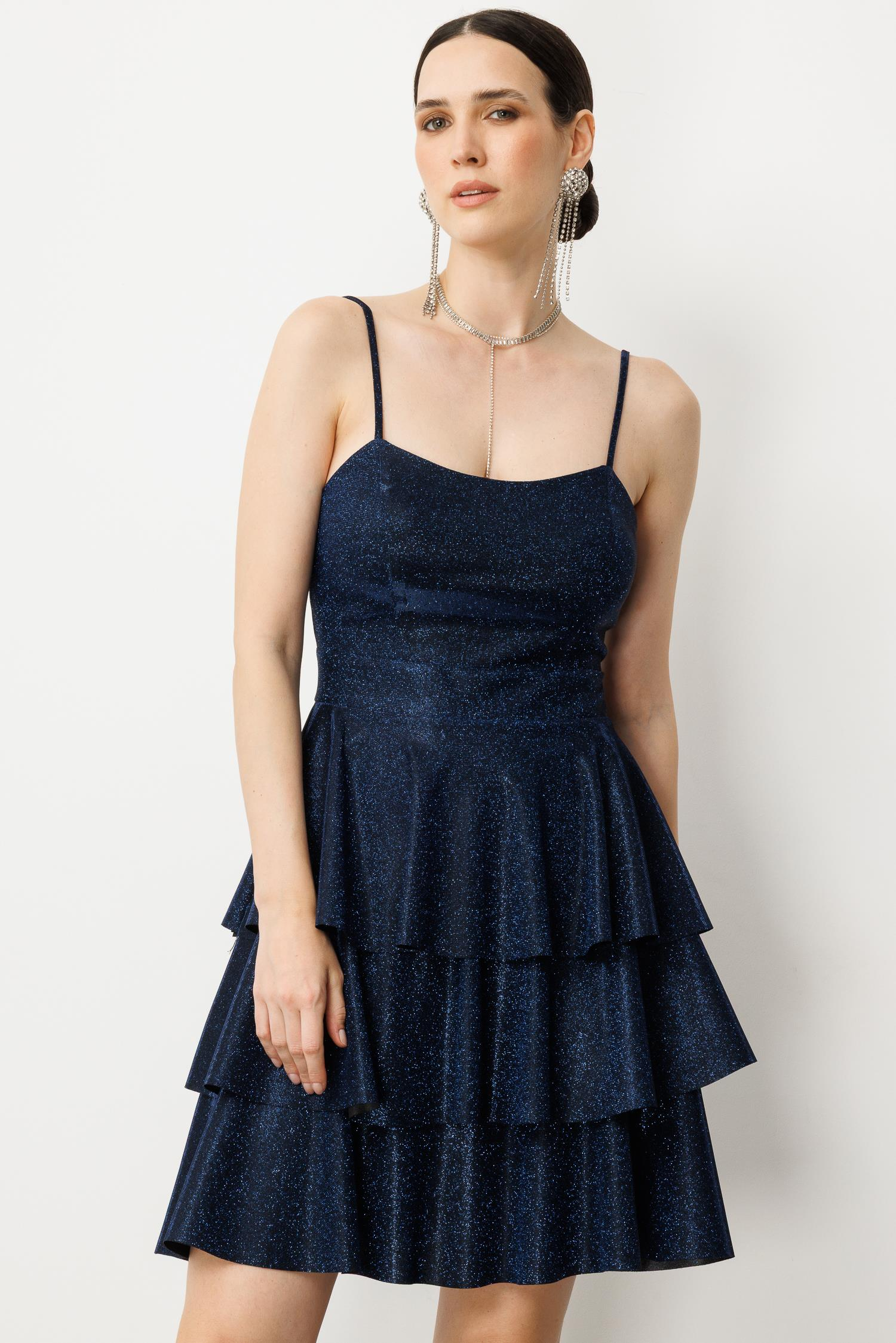 Sim Detay Kısa Abiye Elbise-LACI