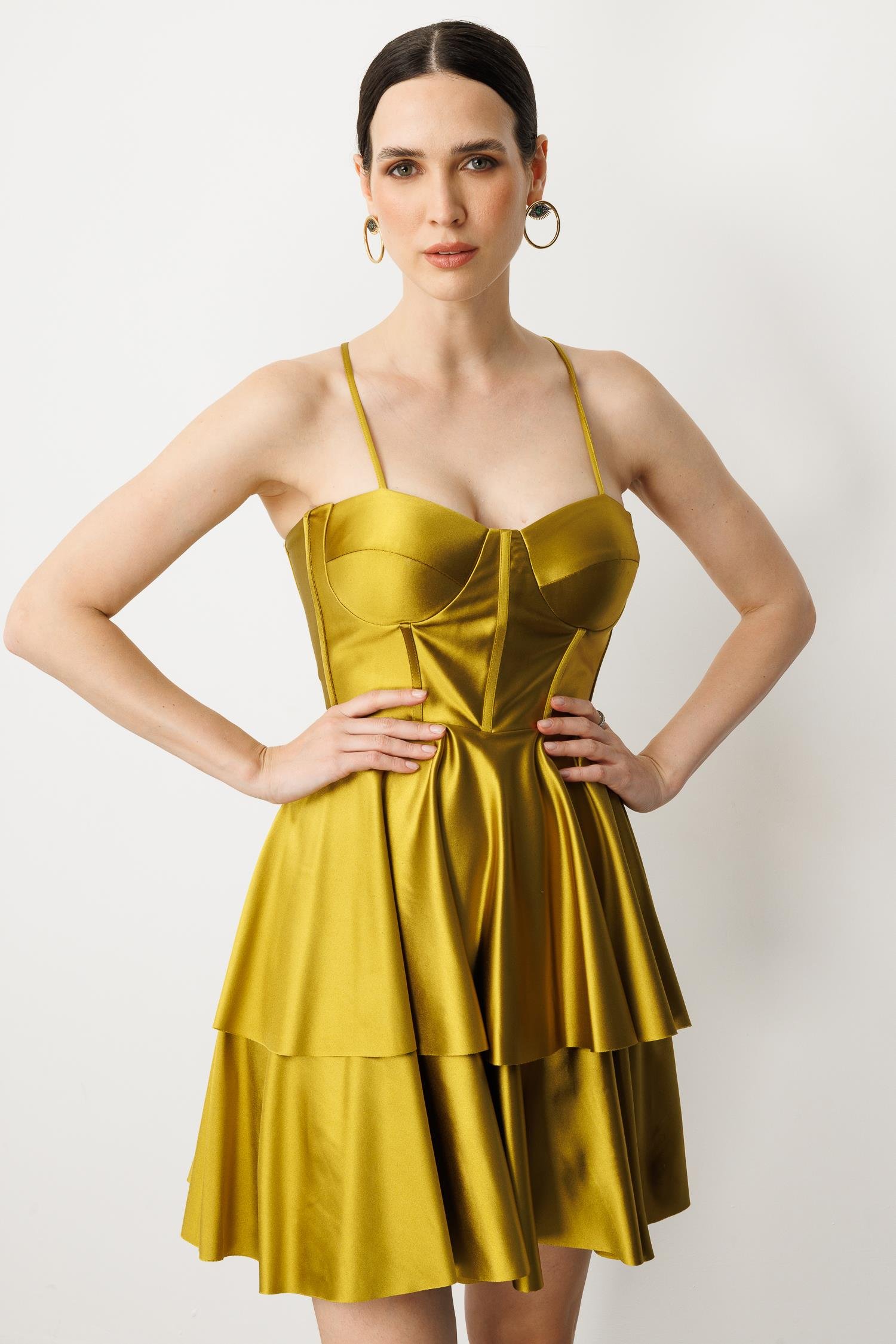 Sırt Detay Kısa Abiye Elbise-Y.YEŞİLİ