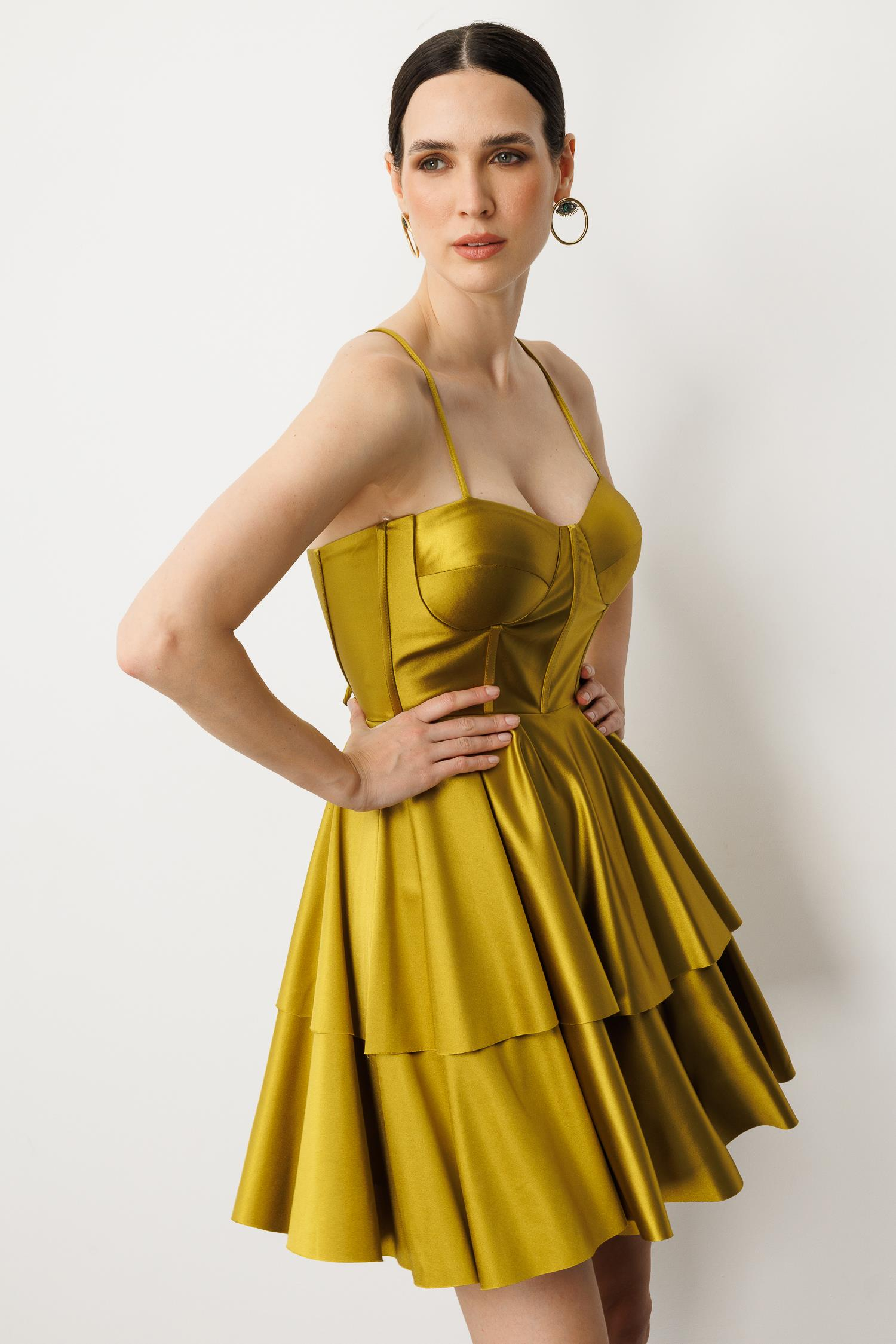 Sırt Detay Kısa Abiye Elbise-Y.YEŞİLİ