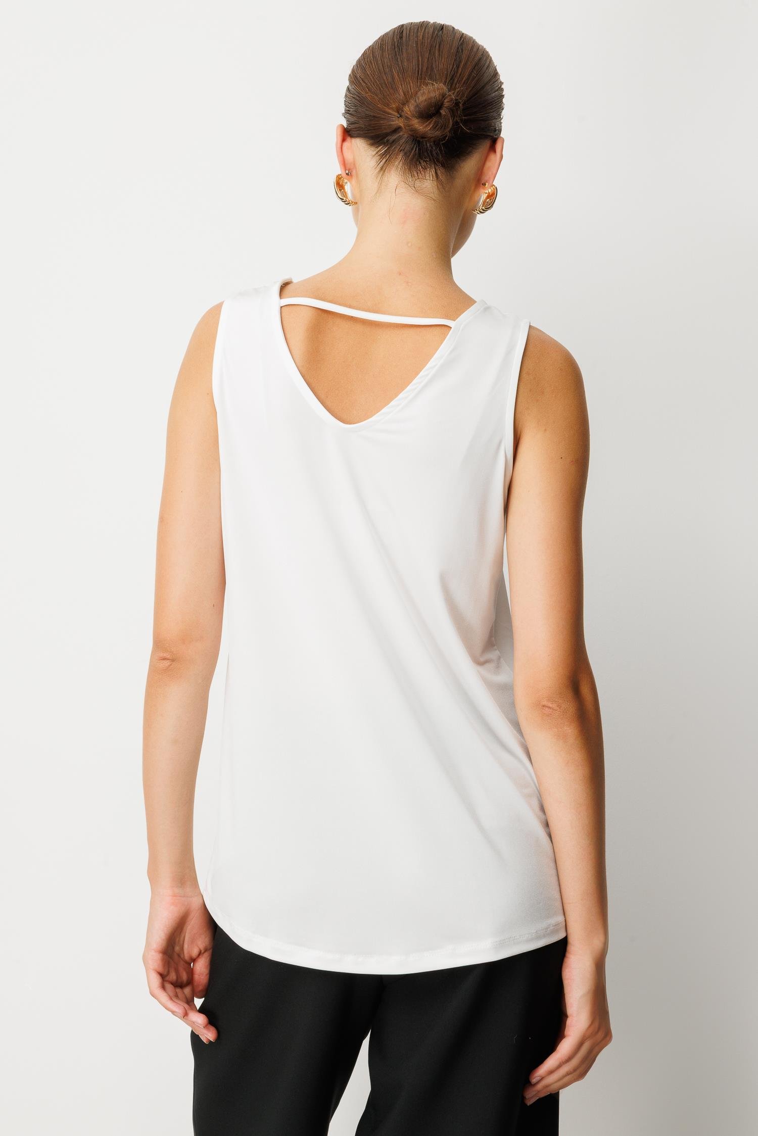 Sırt Detaylı Kolsuz Bluz-KEMIK