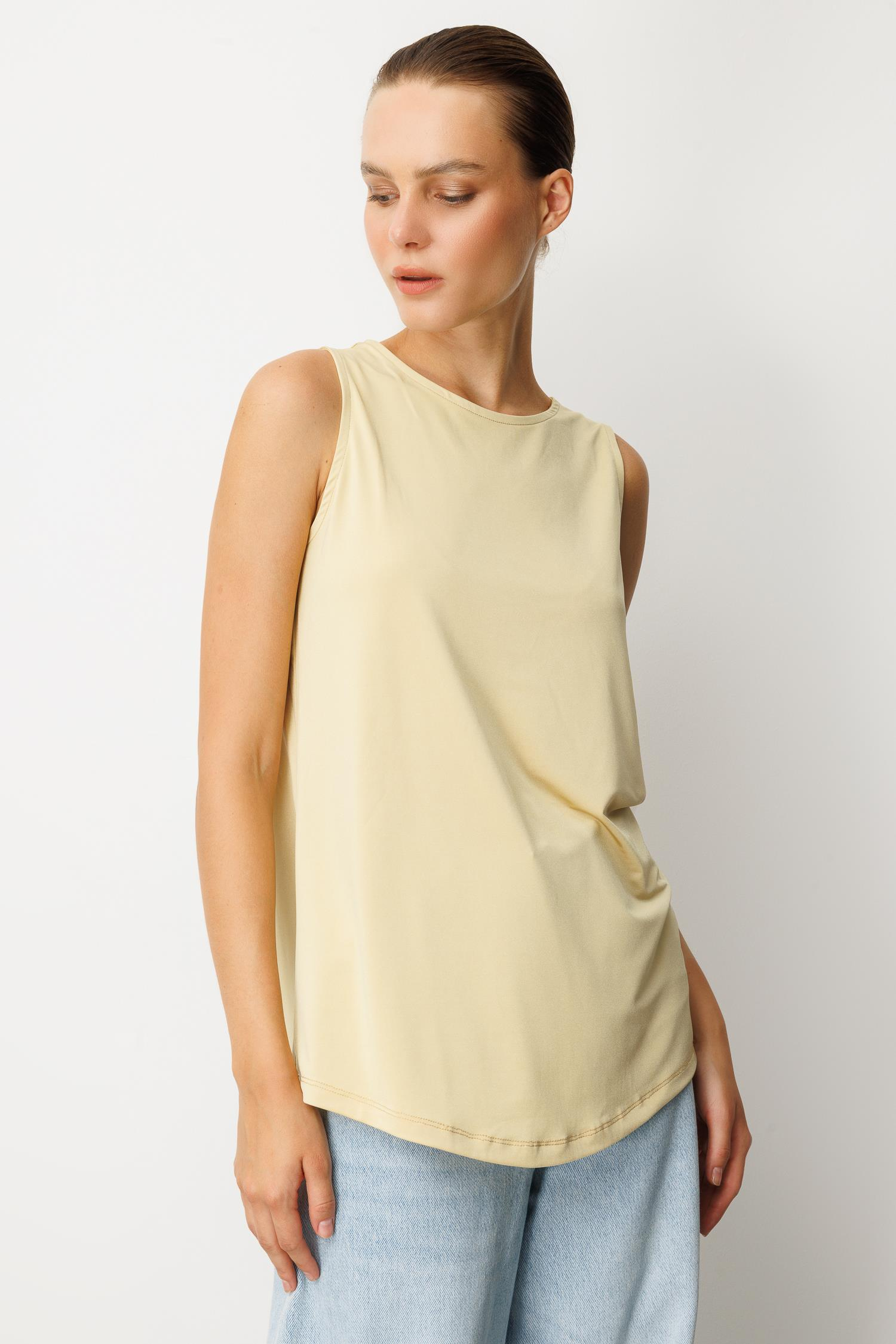 Sırt Detaylı Kolsuz Bluz-SARI