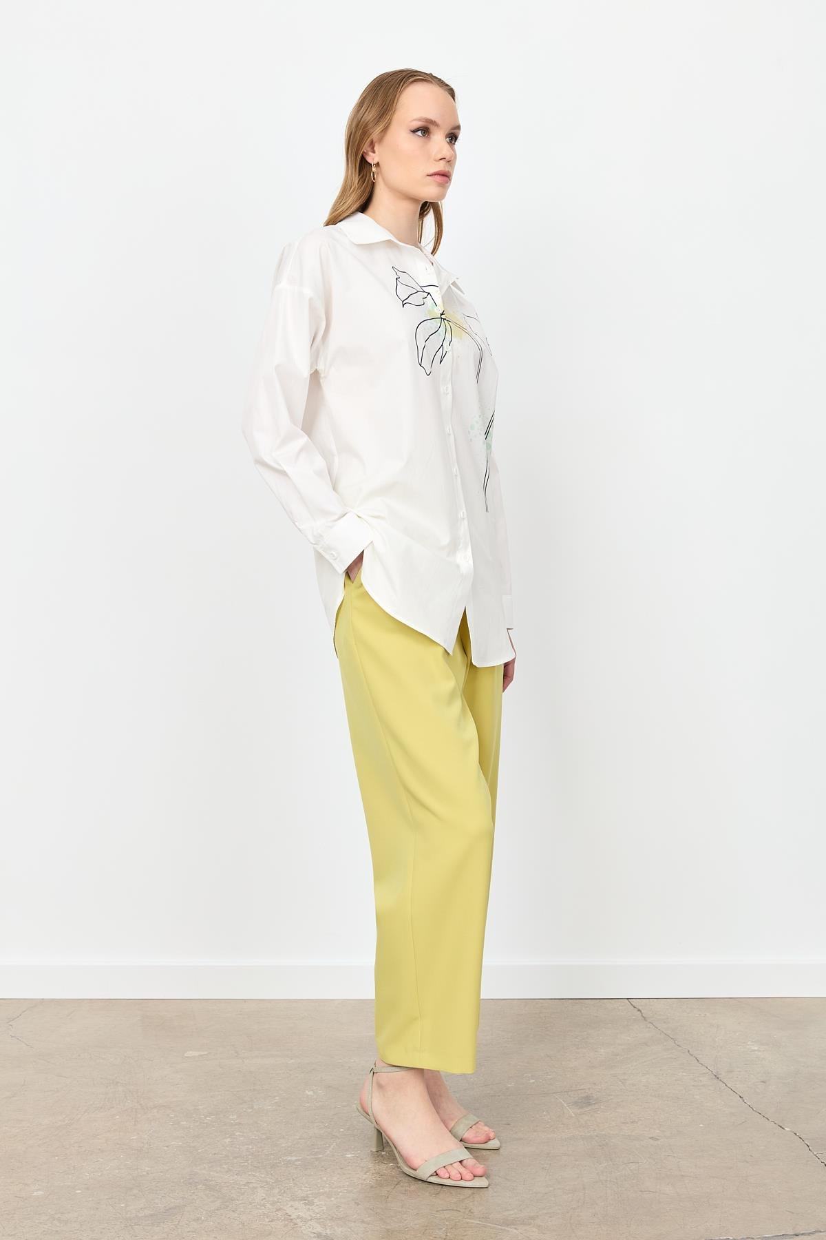 Soyut Desen Pamuklu Gömlek-KEMIK