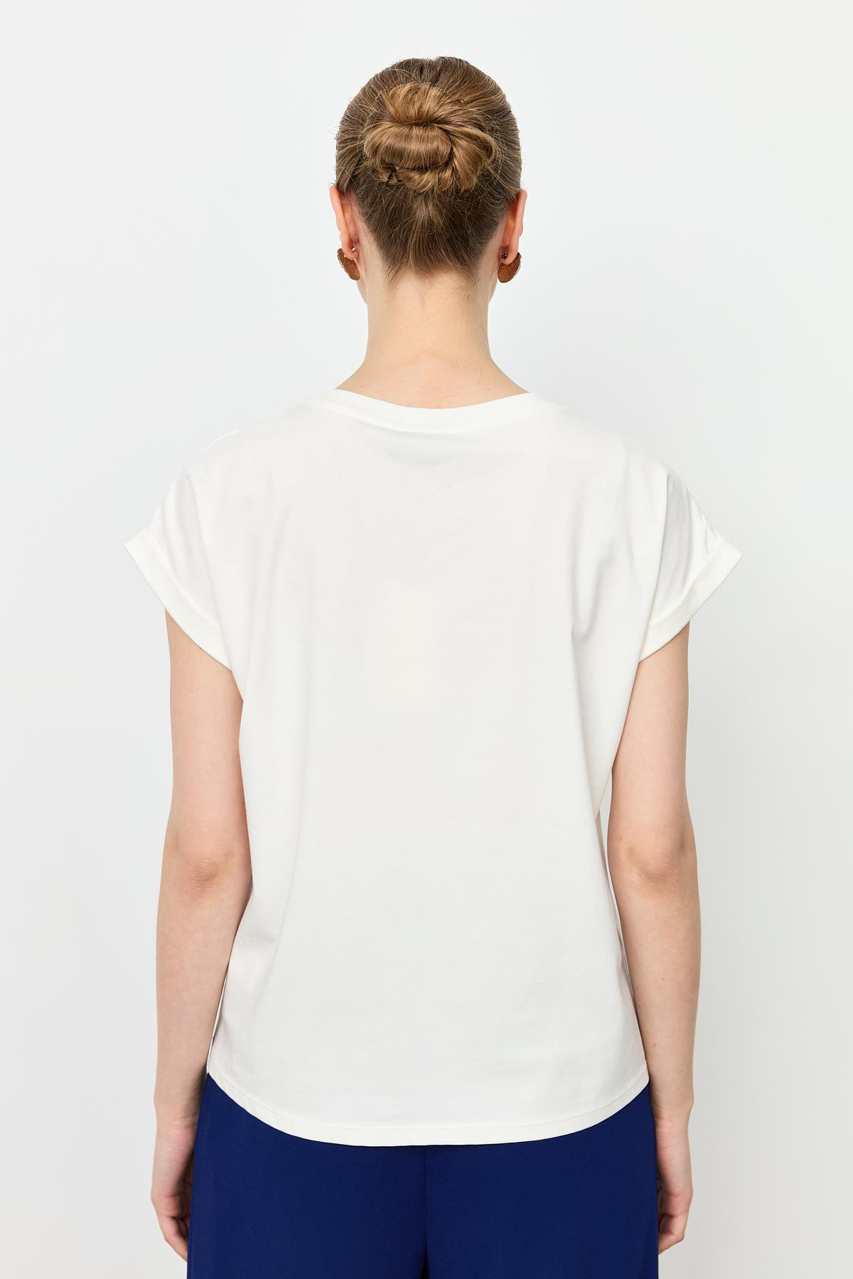 Taş Desen Pamuklu Bluz-KEMIK