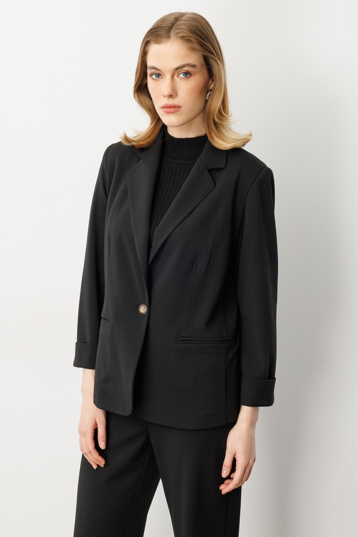 Truvakar Kol Tek Düğme Ceket-SİYAH