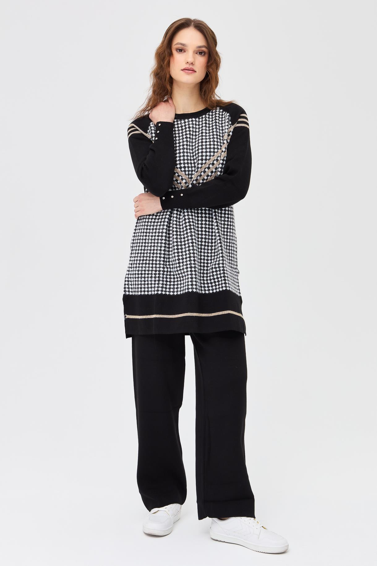 Tunik Pantolon İkili Triko Takım - SİYAH